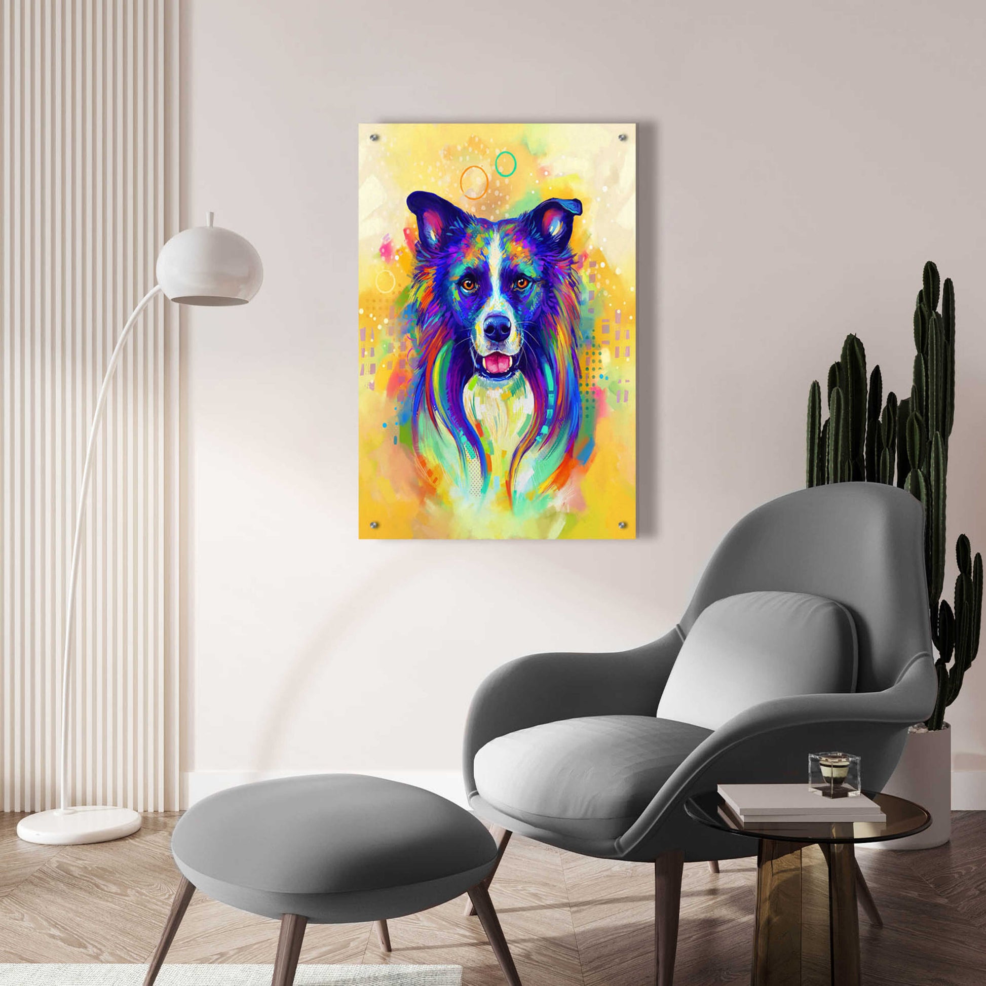 Epic Art 'Pop Art Border Collie 2' by Furbaby Affiliates, Acrylic Glass Wall Art,24x36