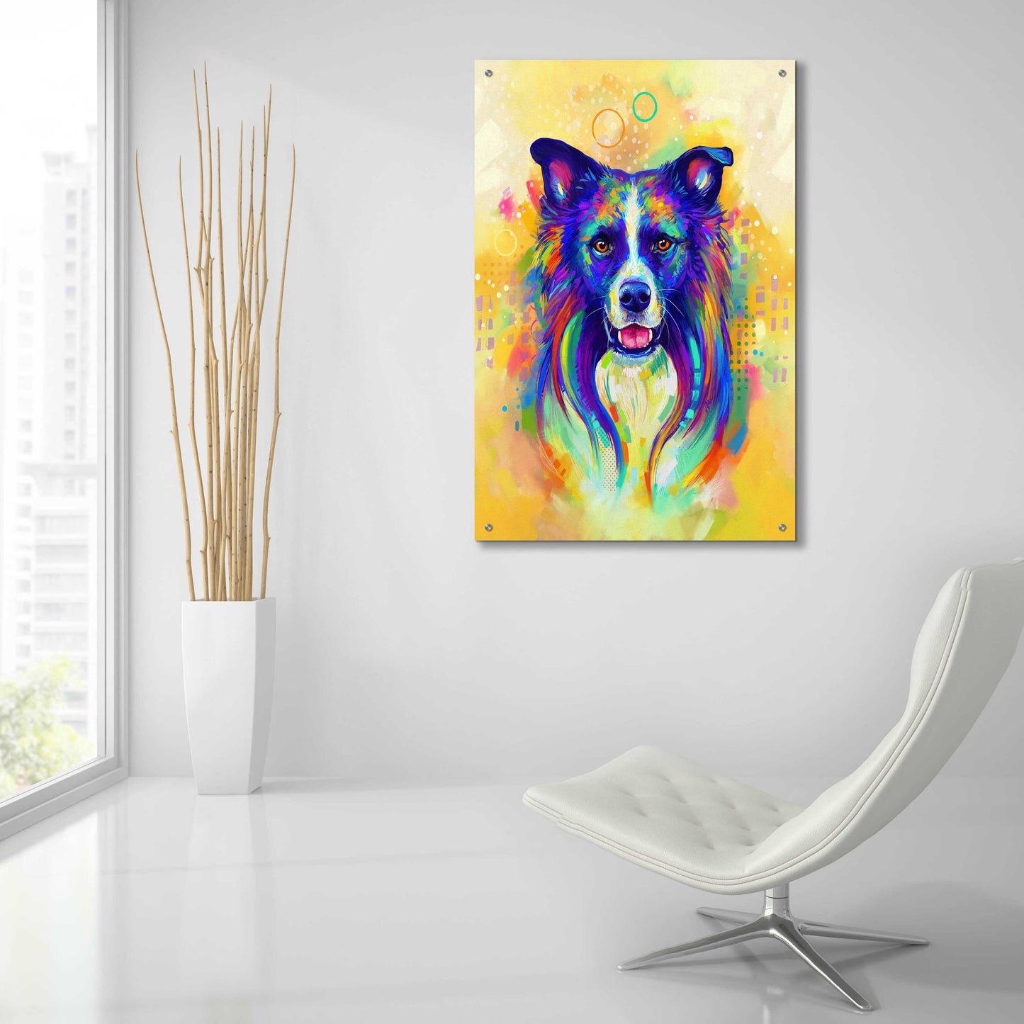 Epic Art 'Pop Art Border Collie 2' by Furbaby Affiliates, Acrylic Glass Wall Art,24x36