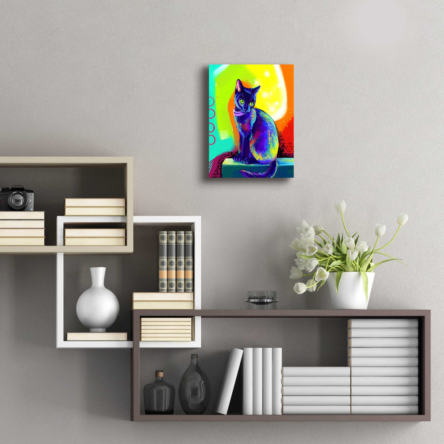 Epic Art 'Pop Art Black Cat' by Furbaby Affiliates, Acrylic Glass Wall Art,12x16