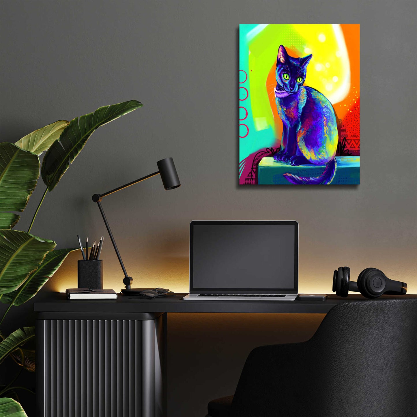 Epic Art 'Pop Art Black Cat' by Furbaby Affiliates, Acrylic Glass Wall Art,12x16