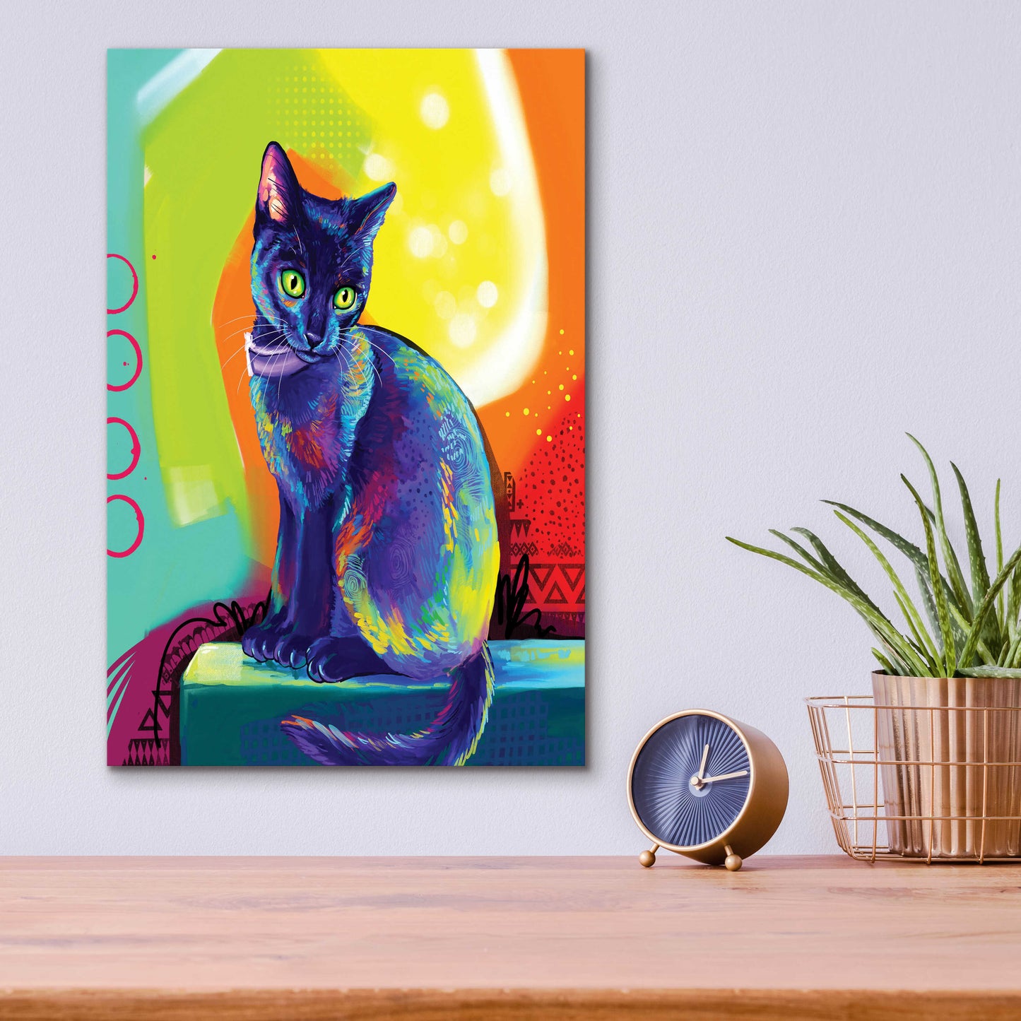 Epic Art 'Pop Art Black Cat' by Furbaby Affiliates, Acrylic Glass Wall Art,12x16