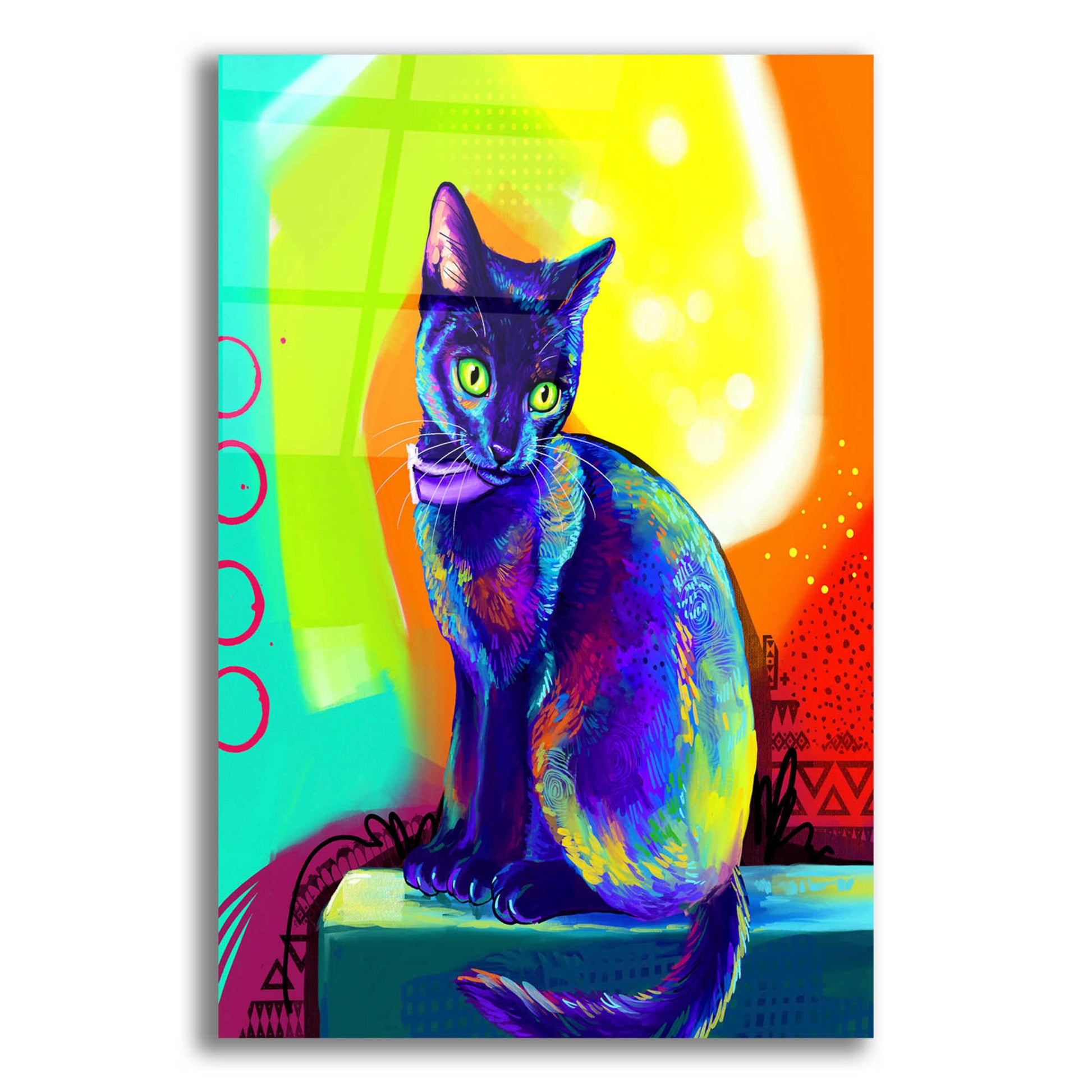 Epic Art 'Pop Art Black Cat' by Furbaby Affiliates, Acrylic Glass Wall Art,12x16