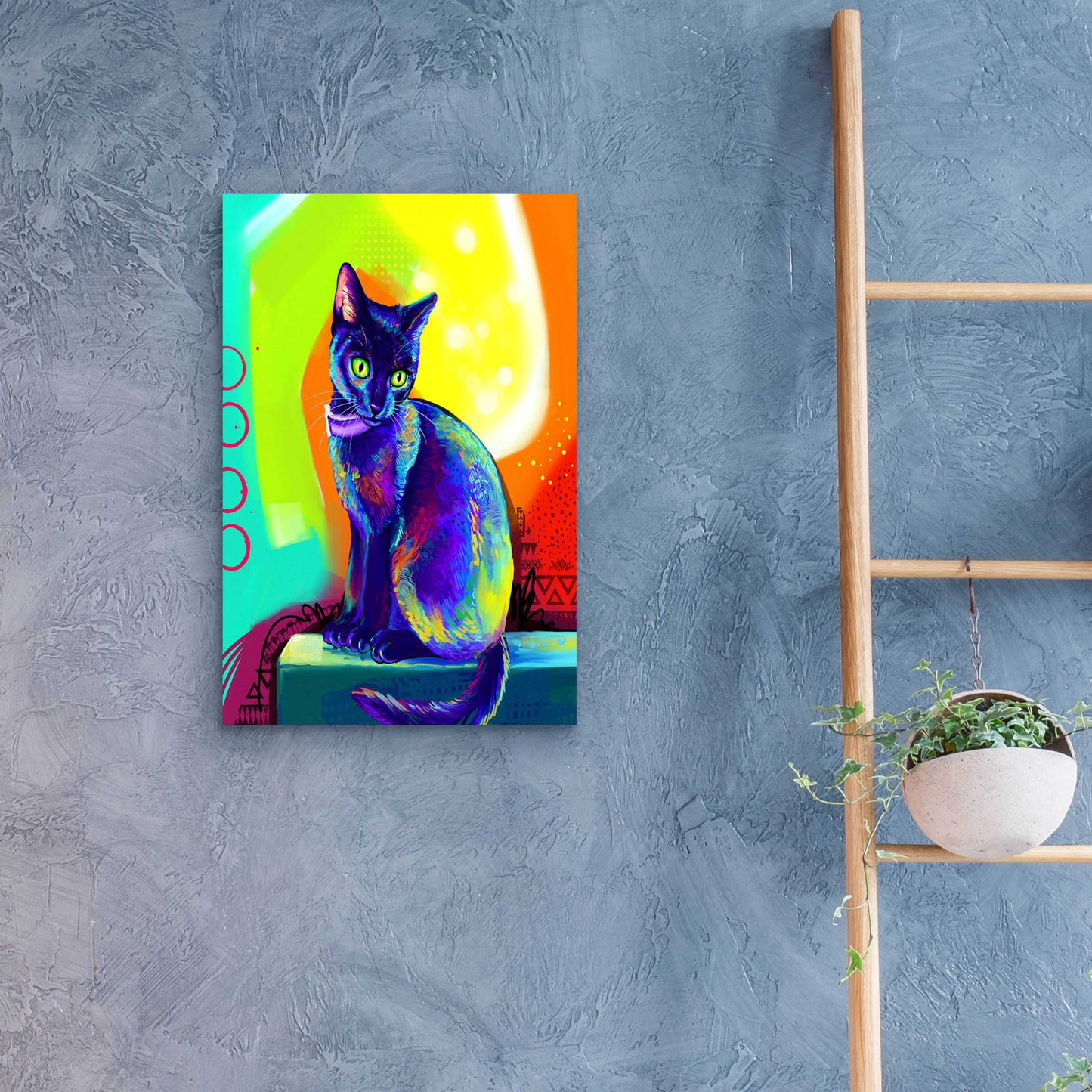 Epic Art 'Pop Art Black Cat' by Furbaby Affiliates, Acrylic Glass Wall Art,16x24