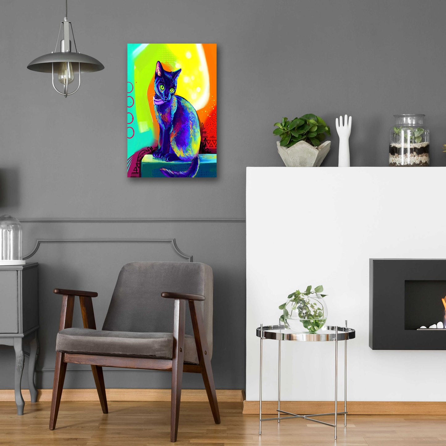 Epic Art 'Pop Art Black Cat' by Furbaby Affiliates, Acrylic Glass Wall Art,16x24