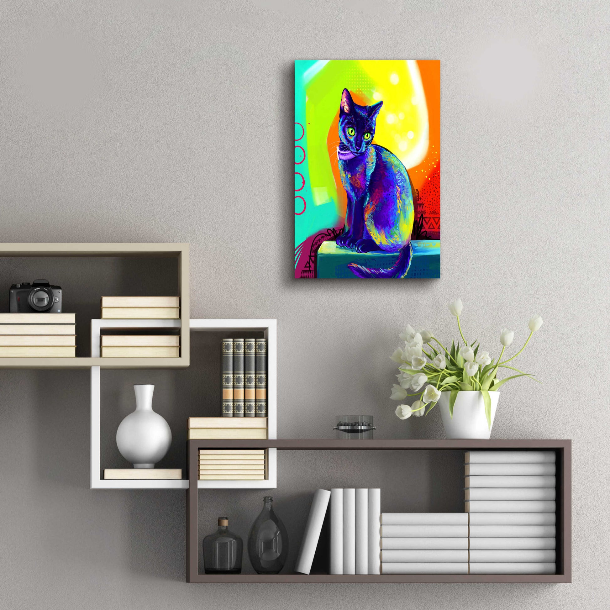 Epic Art 'Pop Art Black Cat' by Furbaby Affiliates, Acrylic Glass Wall Art,16x24