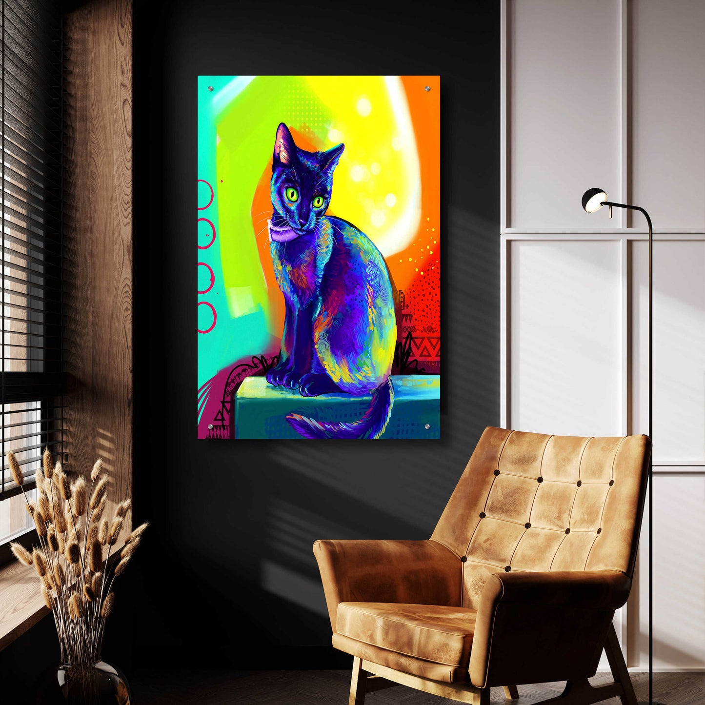 Epic Art 'Pop Art Black Cat' by Furbaby Affiliates, Acrylic Glass Wall Art,24x36