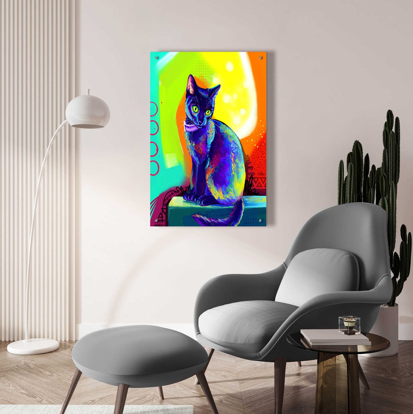 Epic Art 'Pop Art Black Cat' by Furbaby Affiliates, Acrylic Glass Wall Art,24x36