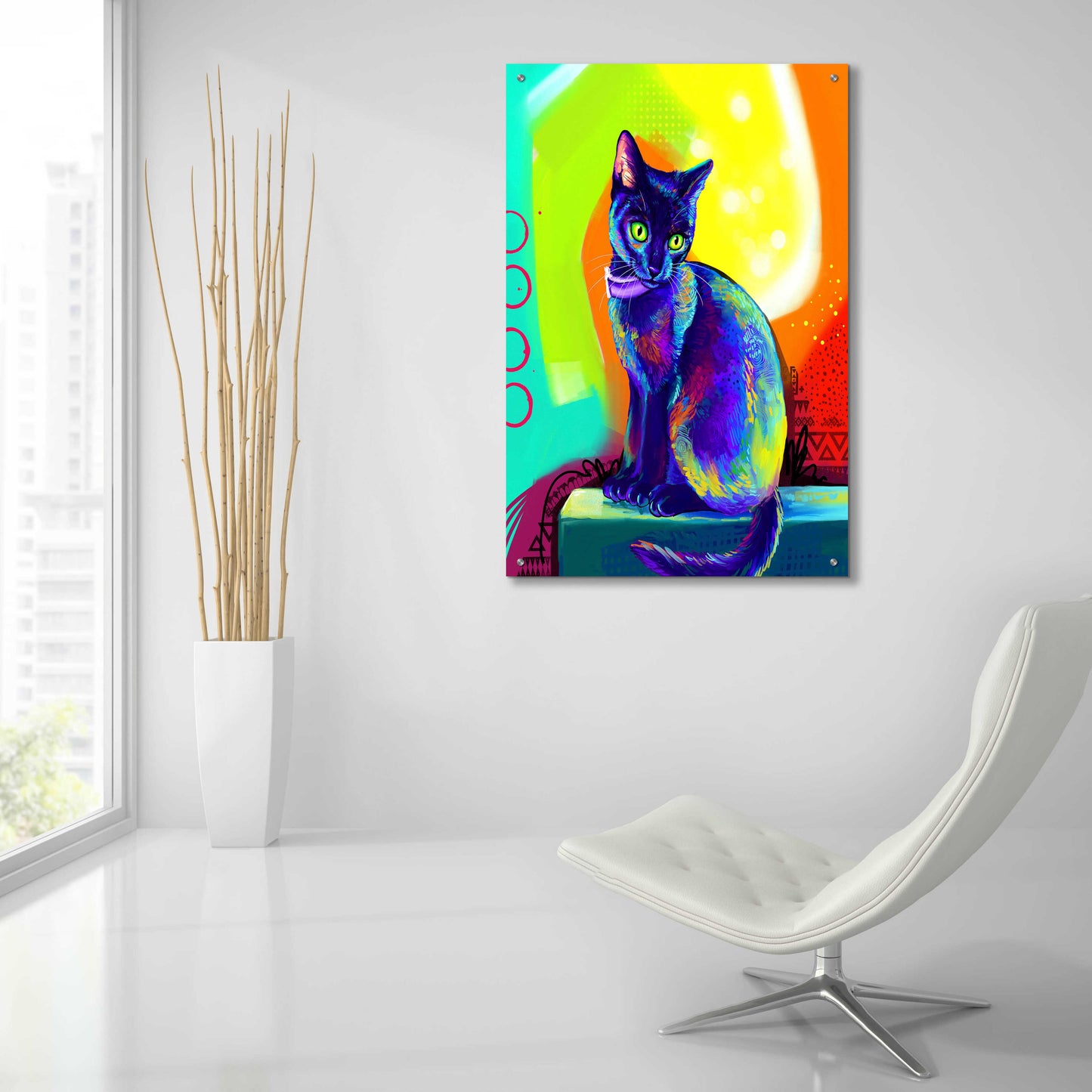 Epic Art 'Pop Art Black Cat' by Furbaby Affiliates, Acrylic Glass Wall Art,24x36