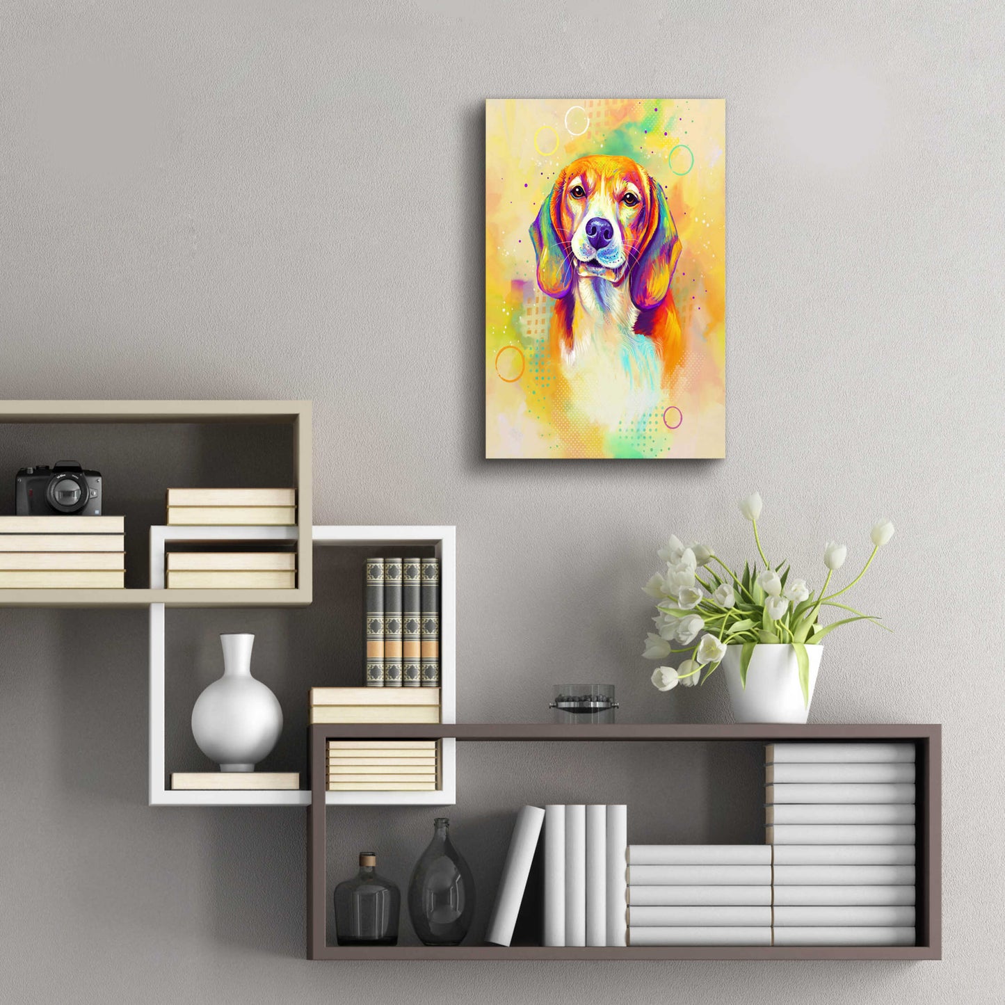 Epic Art 'Pop Art Beagle 3' by Furbaby Affiliates, Acrylic Glass Wall Art,16x24