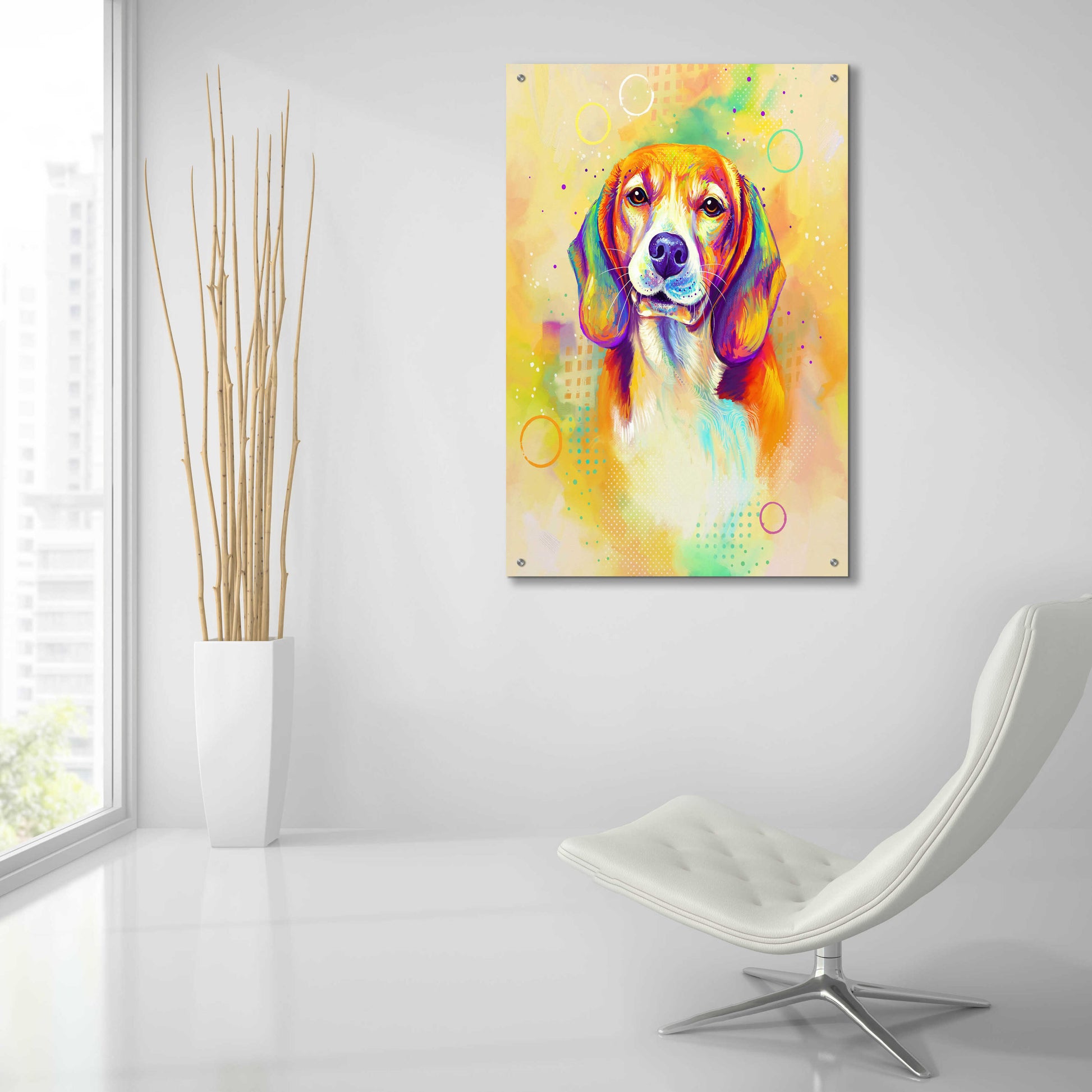 Epic Art 'Pop Art Beagle 3' by Furbaby Affiliates, Acrylic Glass Wall Art,24x36