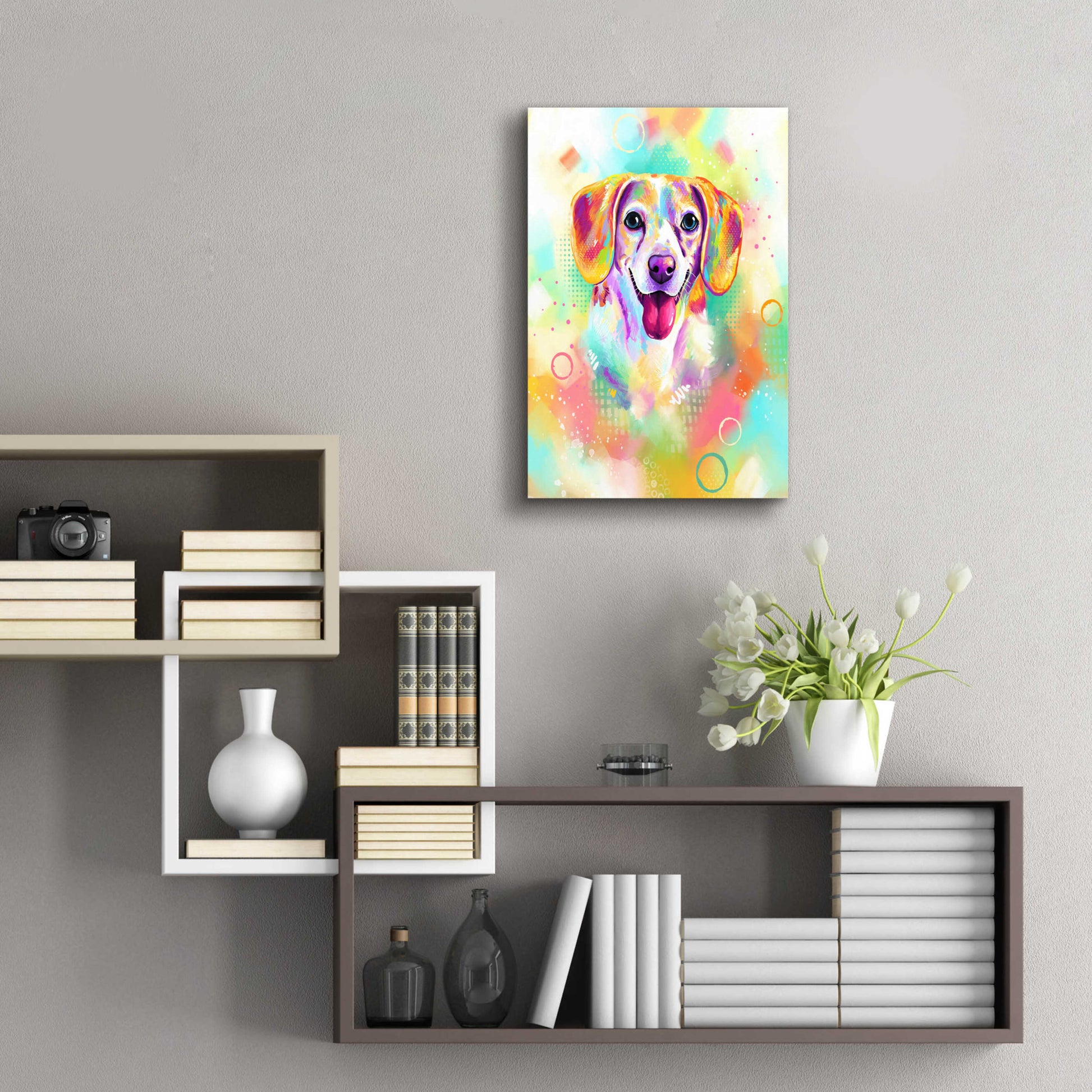 Epic Art 'Pop Art Beagle 2' by Furbaby Affiliates, Acrylic Glass Wall Art,16x24