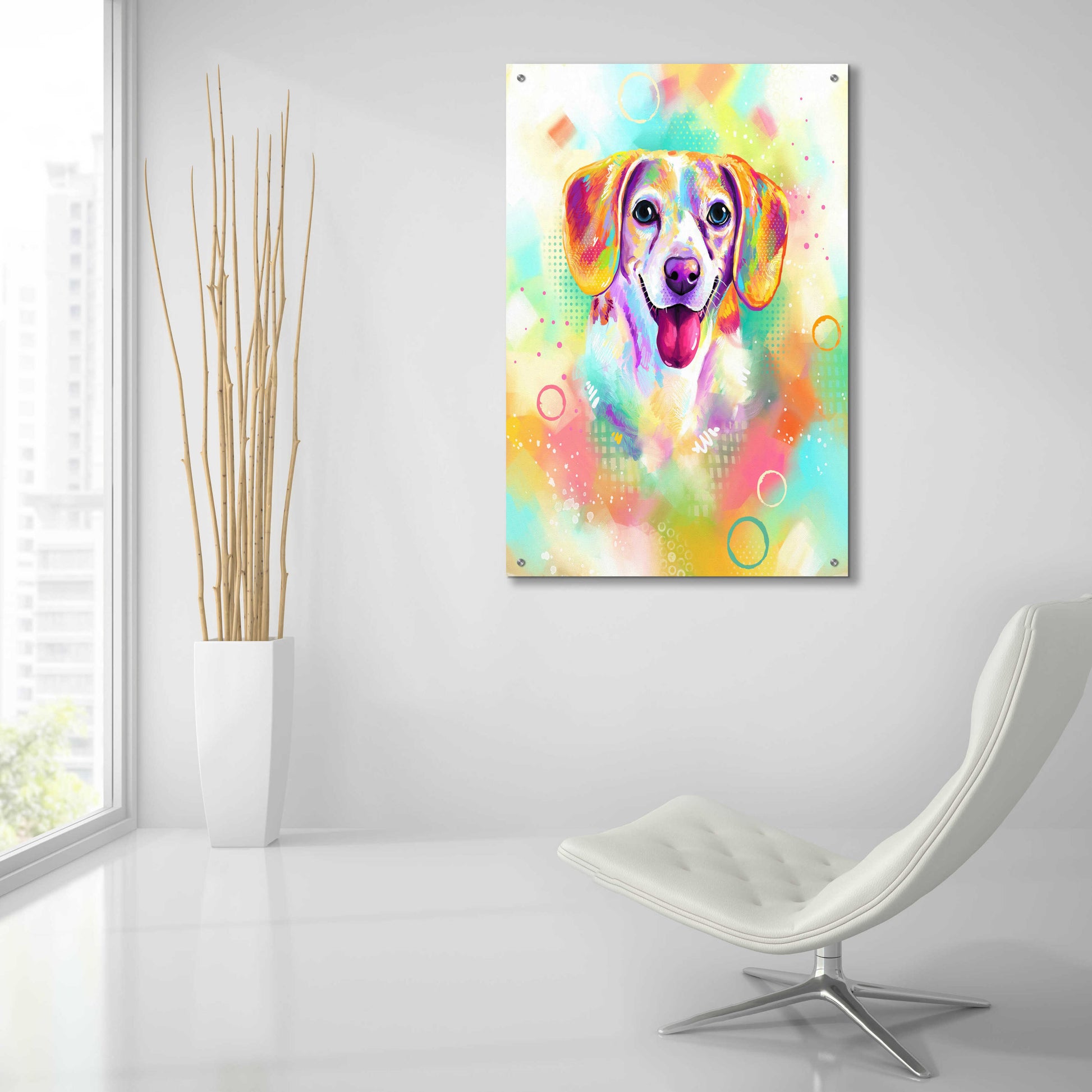 Epic Art 'Pop Art Beagle 2' by Furbaby Affiliates, Acrylic Glass Wall Art,24x36