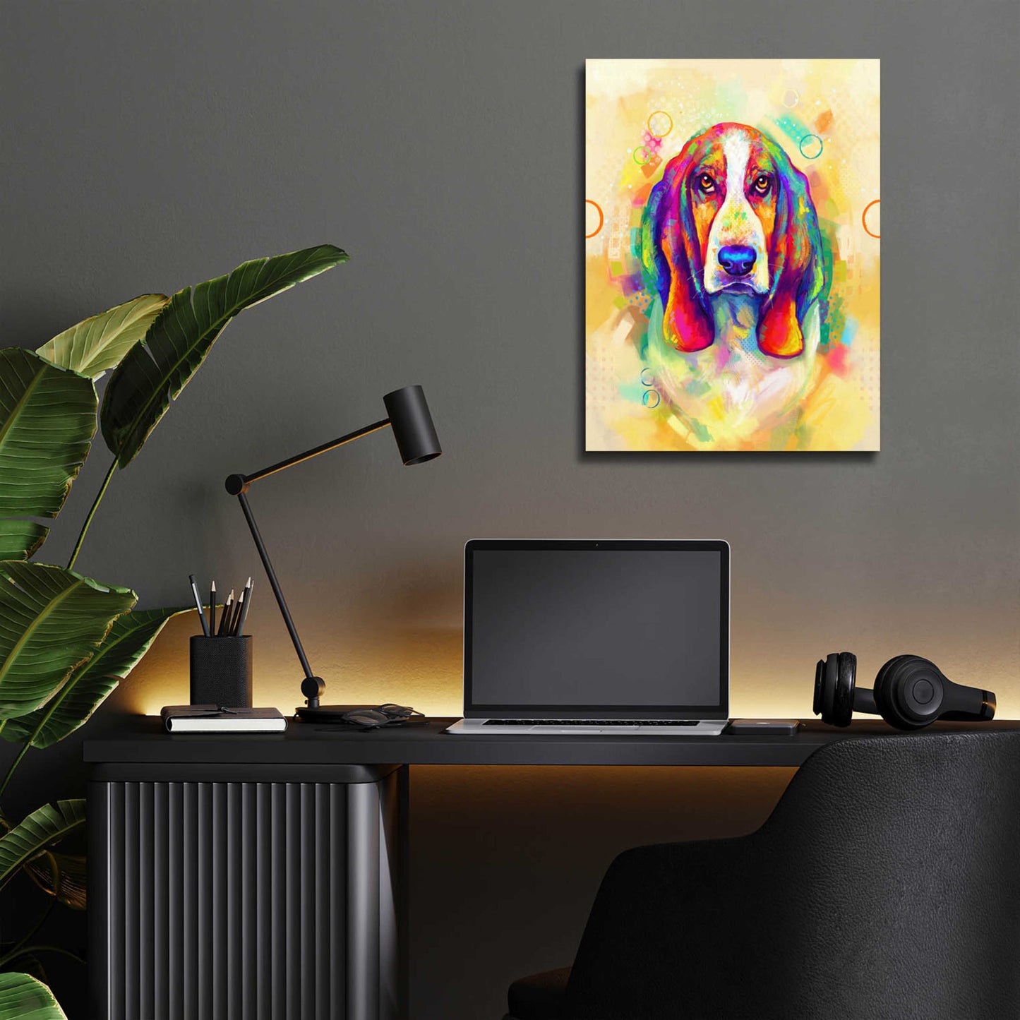 Epic Art 'Pop Art Basset Hound' by Furbaby Affiliates, Acrylic Glass Wall Art,12x16