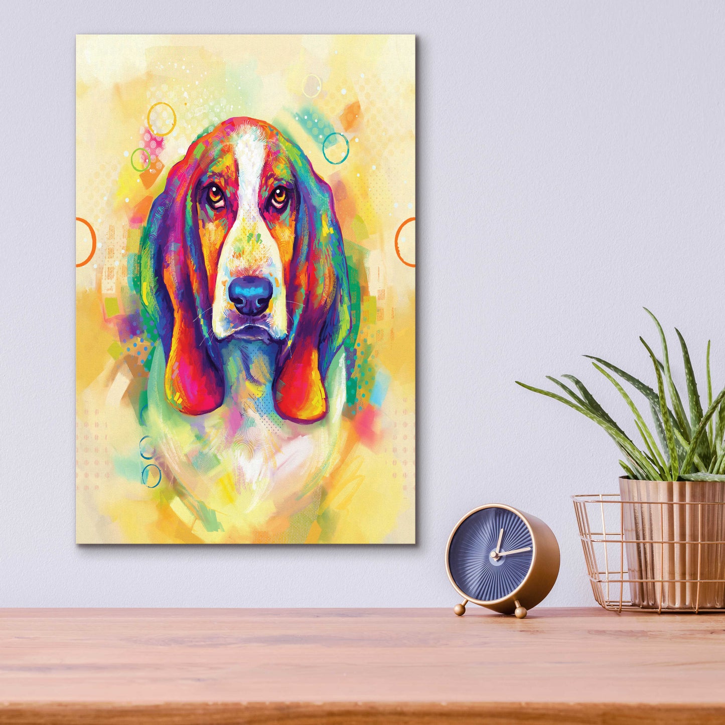 Epic Art 'Pop Art Basset Hound' by Furbaby Affiliates, Acrylic Glass Wall Art,12x16