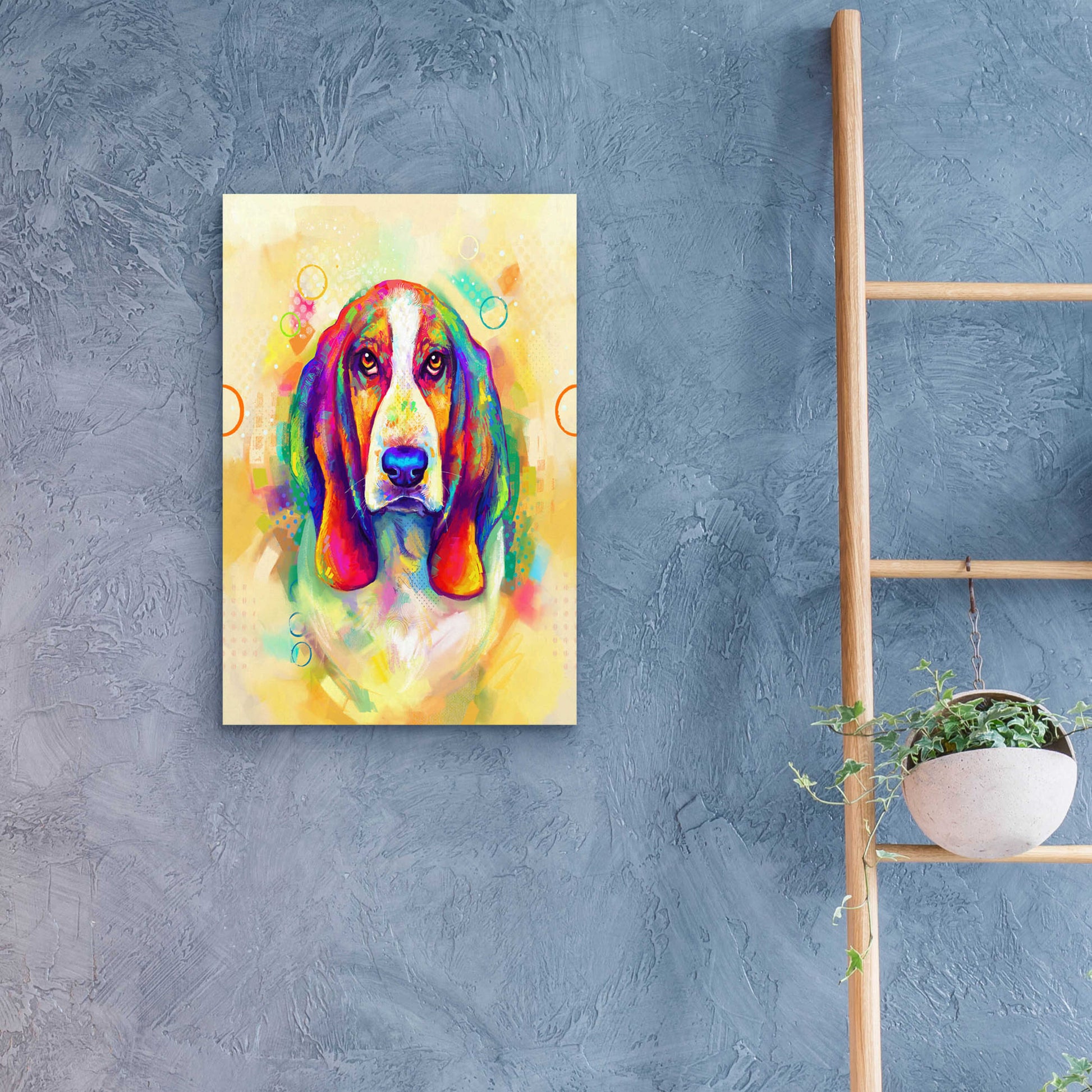 Epic Art 'Pop Art Basset Hound' by Furbaby Affiliates, Acrylic Glass Wall Art,16x24