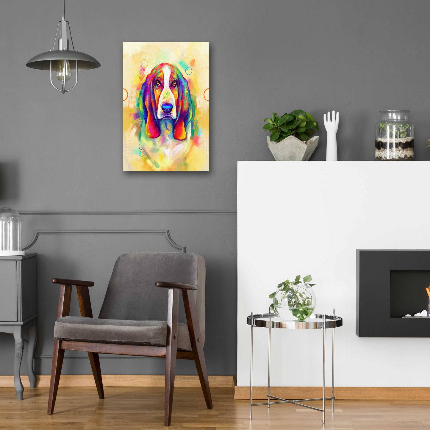 Epic Art 'Pop Art Basset Hound' by Furbaby Affiliates, Acrylic Glass Wall Art,16x24