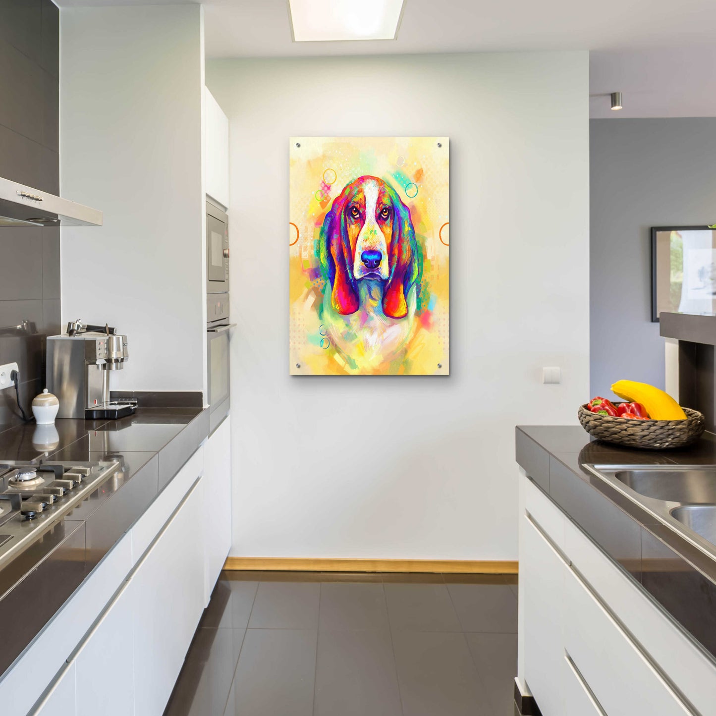 Epic Art 'Pop Art Basset Hound' by Furbaby Affiliates, Acrylic Glass Wall Art,24x36