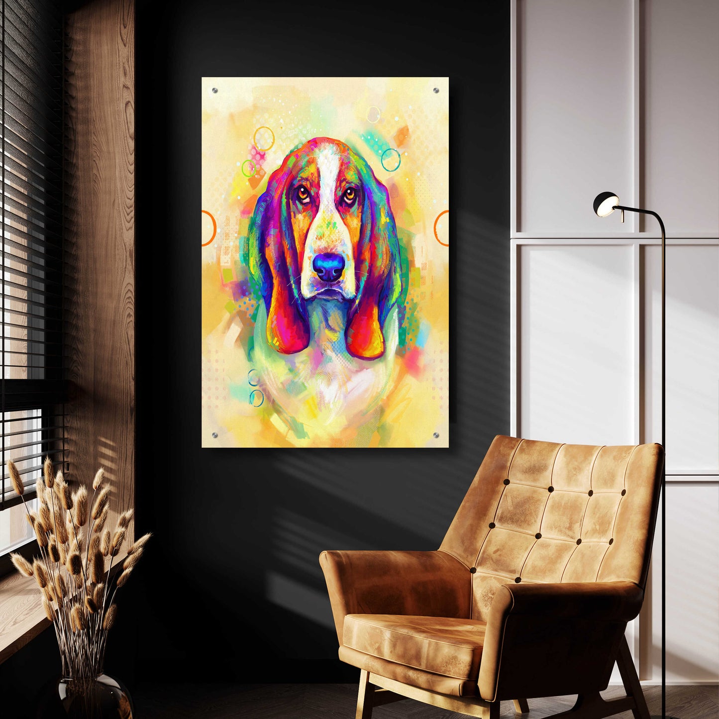 Epic Art 'Pop Art Basset Hound' by Furbaby Affiliates, Acrylic Glass Wall Art,24x36