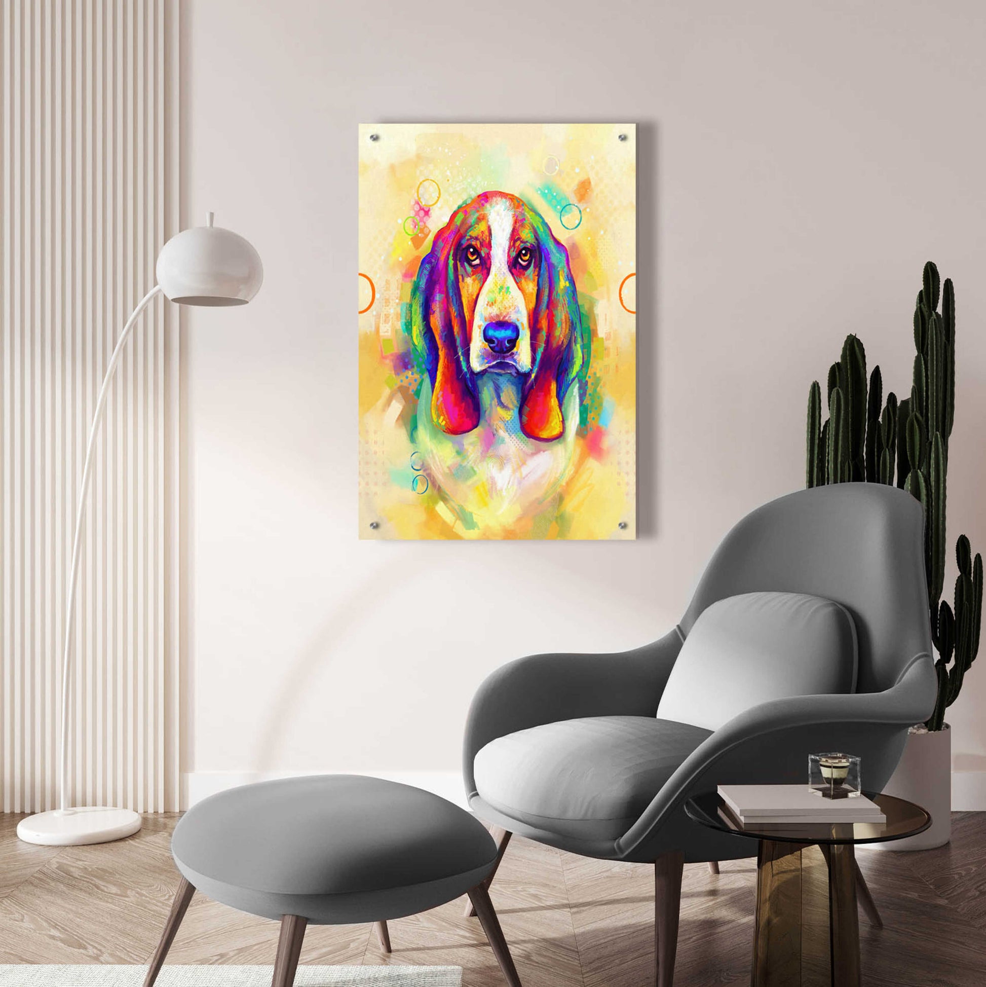 Epic Art 'Pop Art Basset Hound' by Furbaby Affiliates, Acrylic Glass Wall Art,24x36