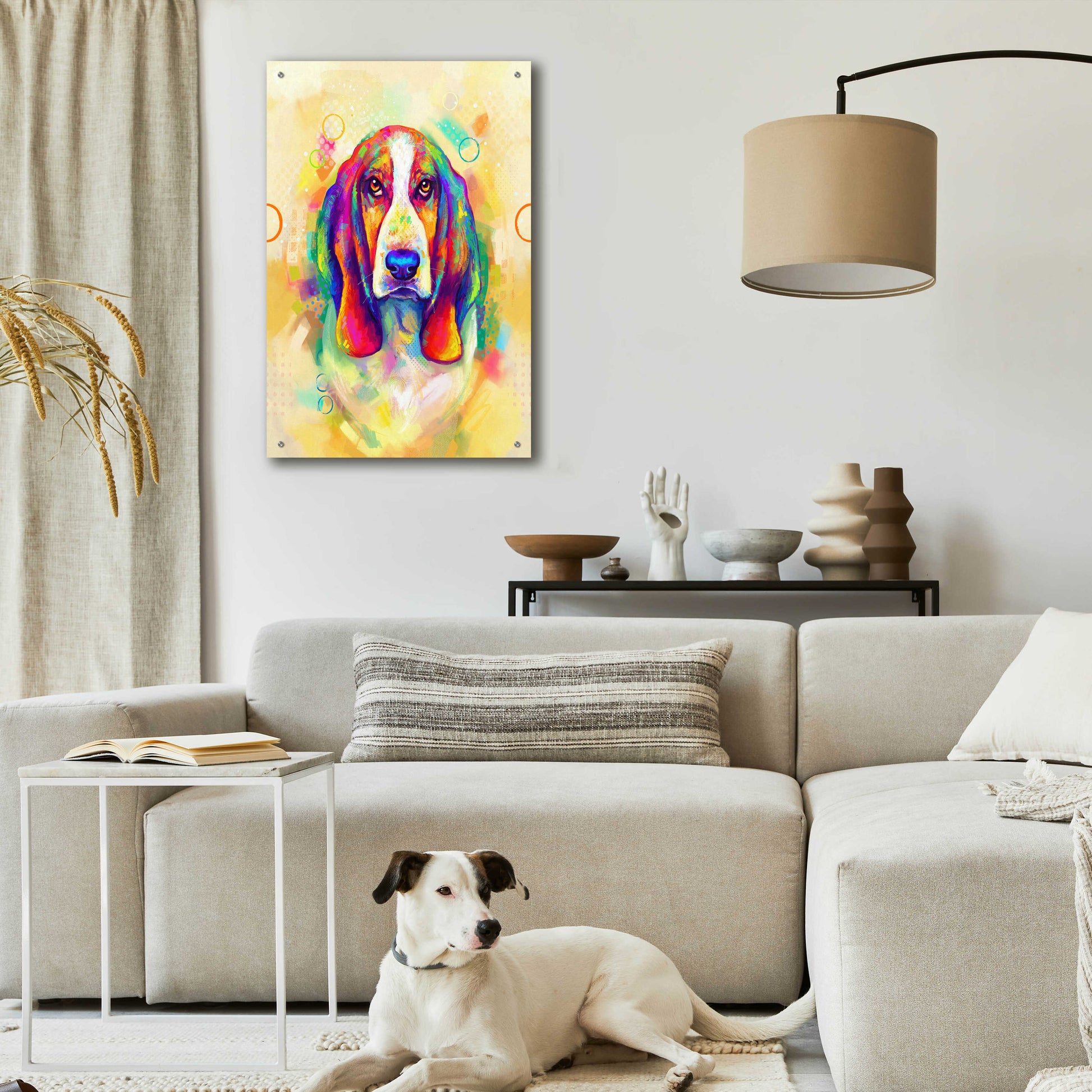 Epic Art 'Pop Art Basset Hound' by Furbaby Affiliates, Acrylic Glass Wall Art,24x36