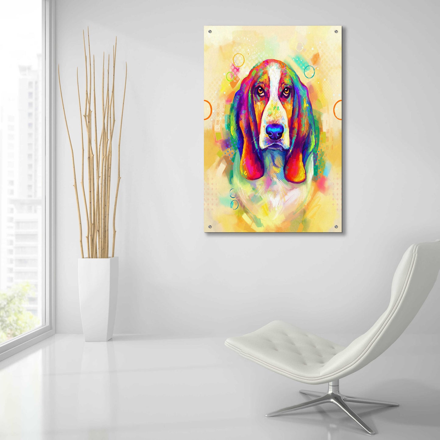 Epic Art 'Pop Art Basset Hound' by Furbaby Affiliates, Acrylic Glass Wall Art,24x36