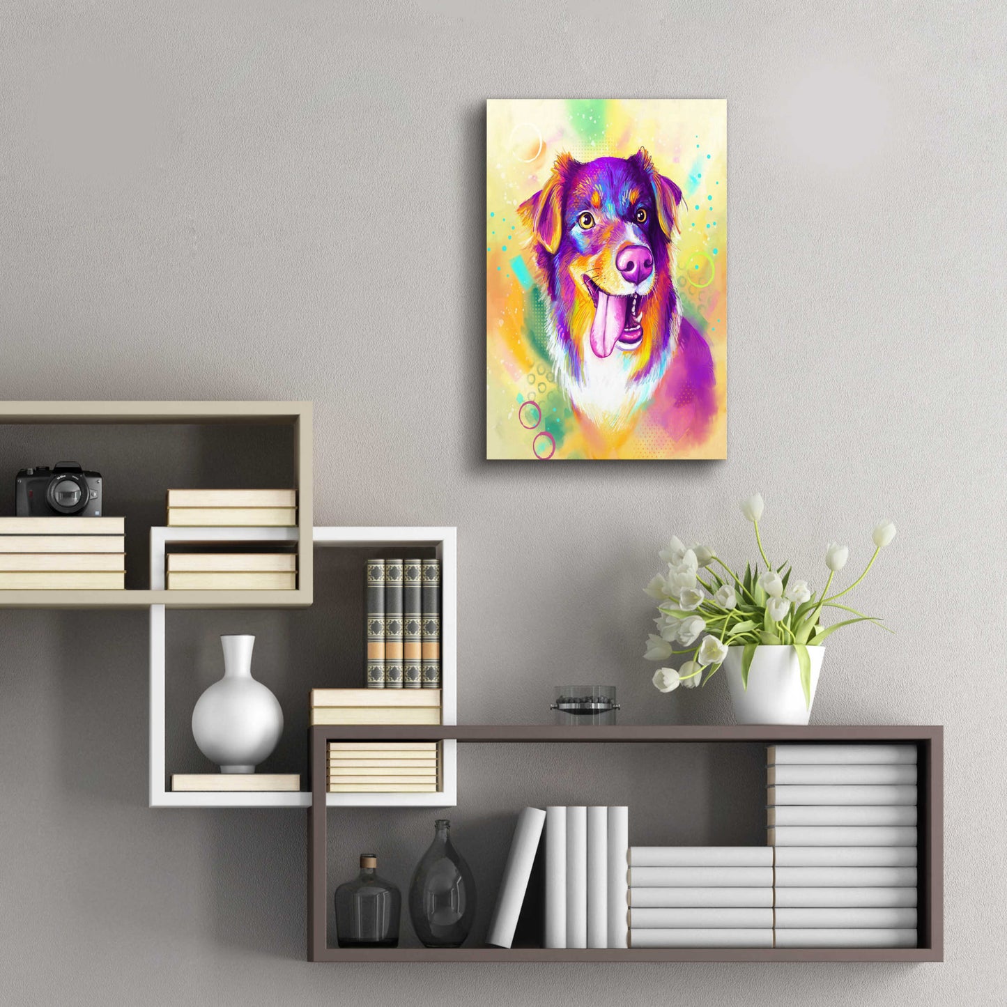 Epic Art 'Pop Art Australian Shepherd' by Furbaby Affiliates, Acrylic Glass Wall Art,16x24