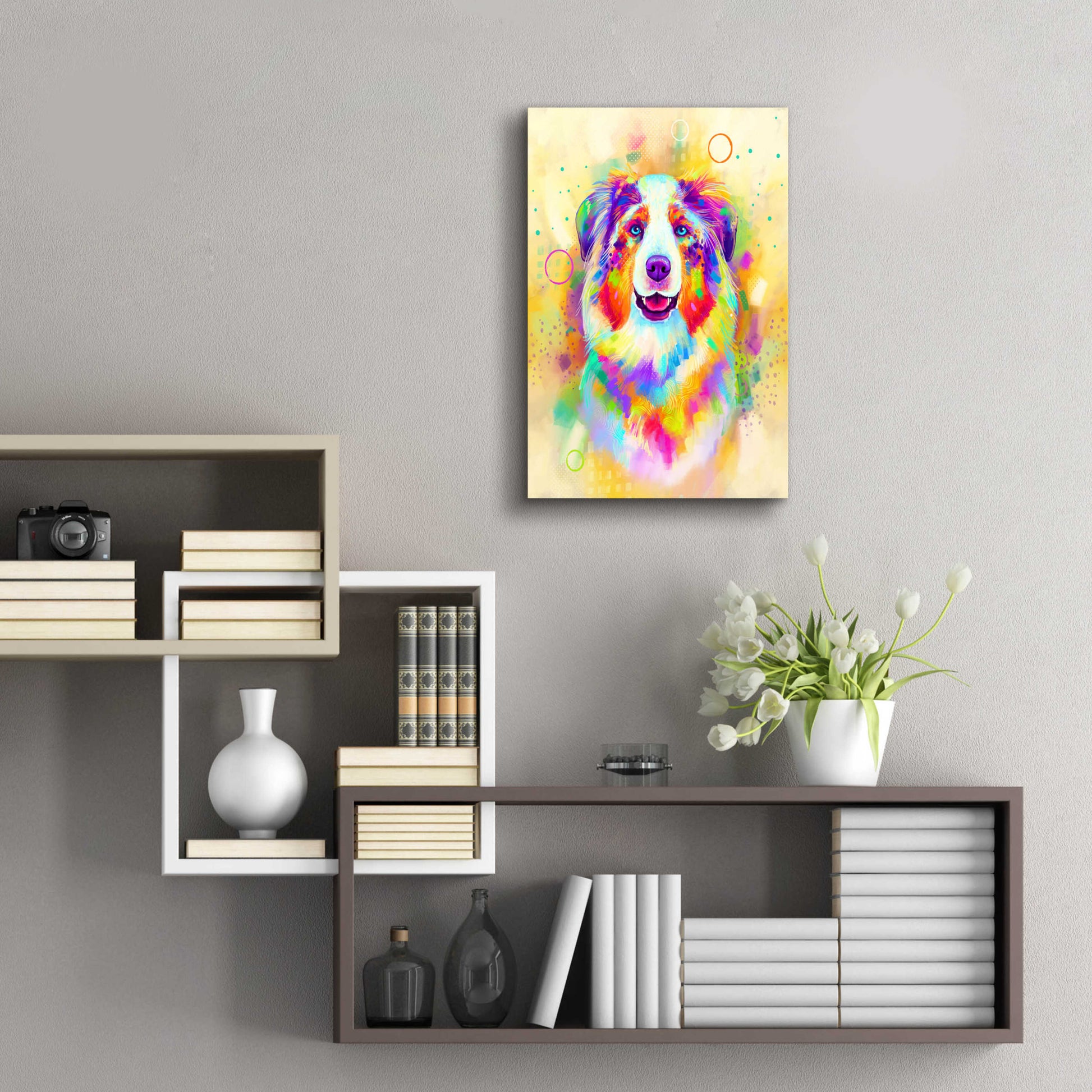 Epic Art 'Pop Art Australian Shepherd 4' by Furbaby Affiliates, Acrylic Glass Wall Art,16x24