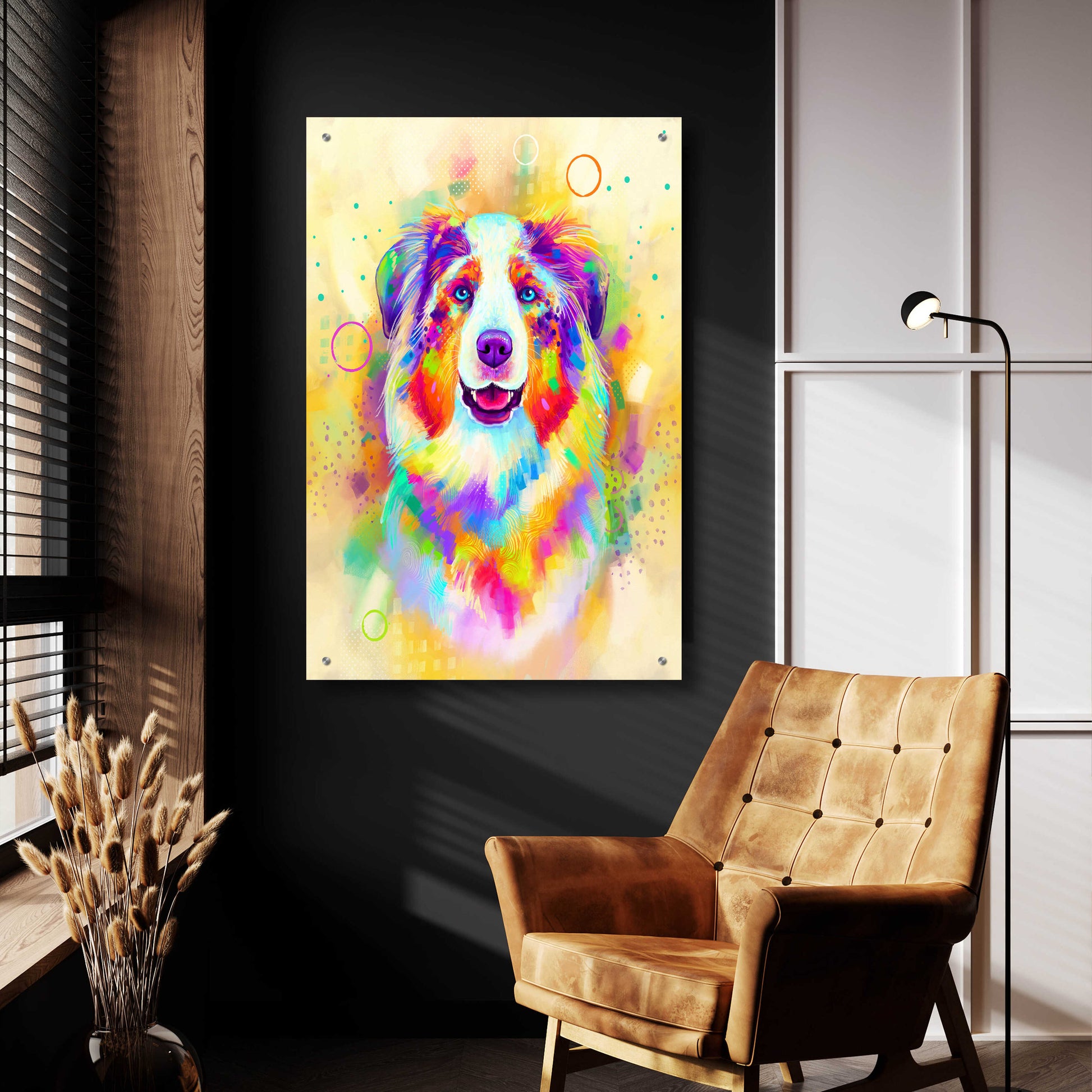 Epic Art 'Pop Art Australian Shepherd 4' by Furbaby Affiliates, Acrylic Glass Wall Art,24x36