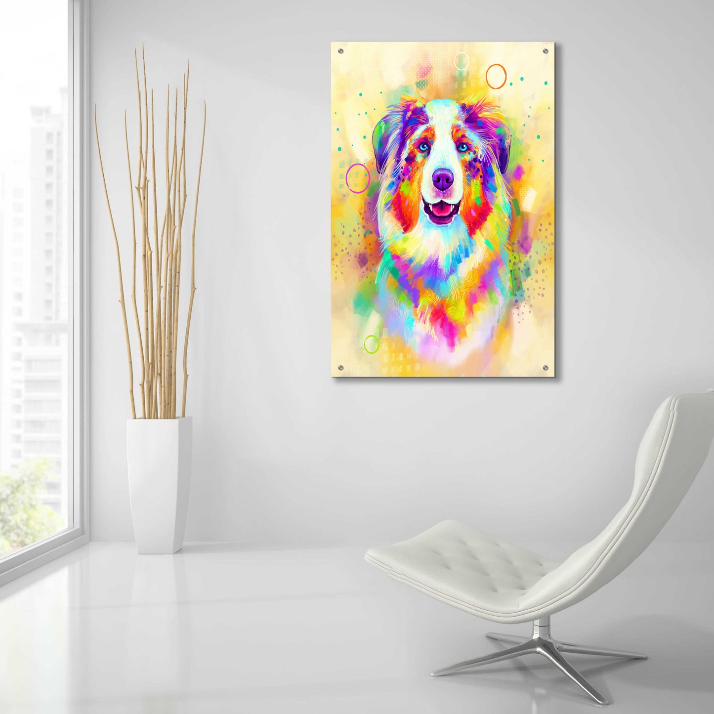 Epic Art 'Pop Art Australian Shepherd 4' by Furbaby Affiliates, Acrylic Glass Wall Art,24x36