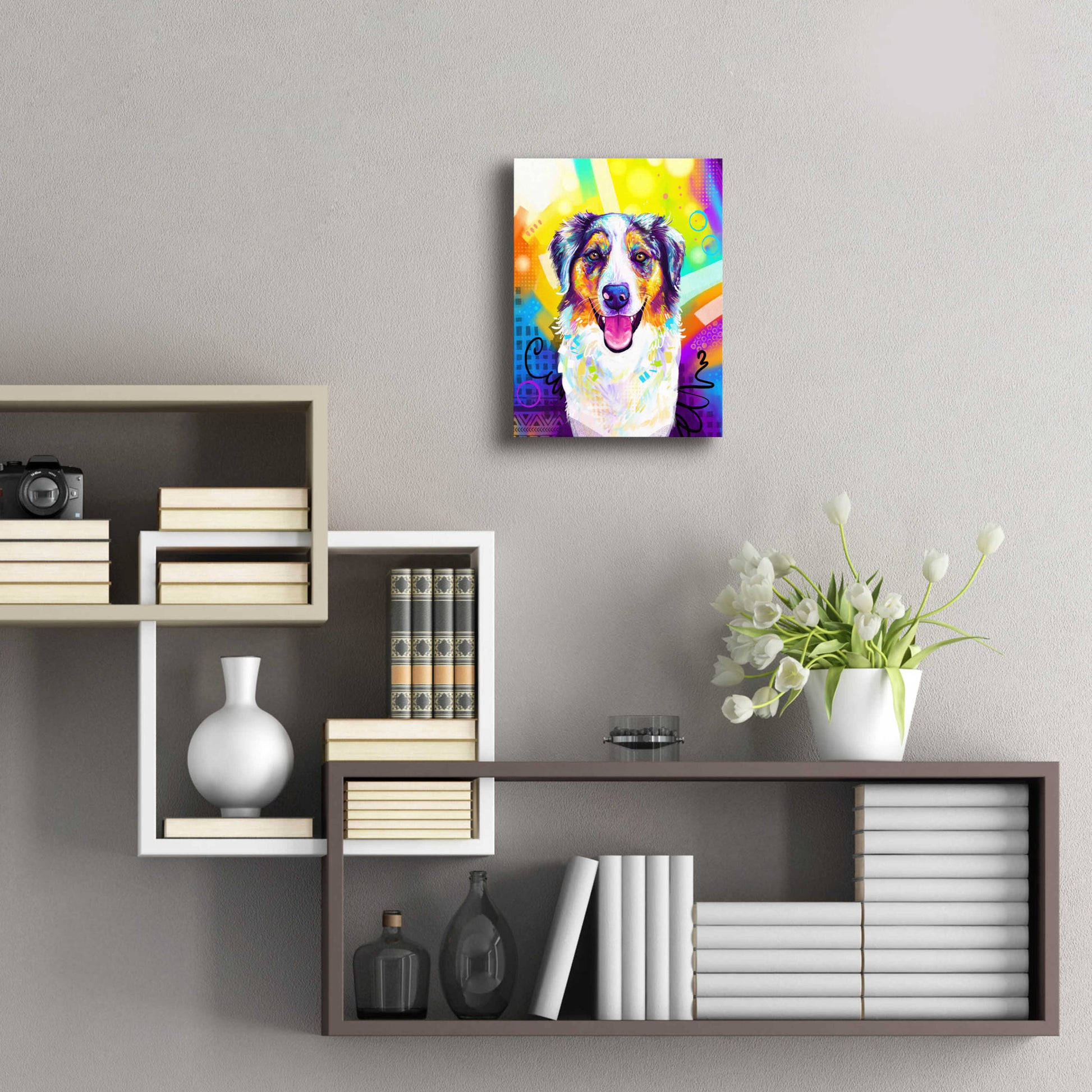 Epic Art 'Pop Art Australian Shepherd 2' by Furbaby Affiliates, Acrylic Glass Wall Art,12x16