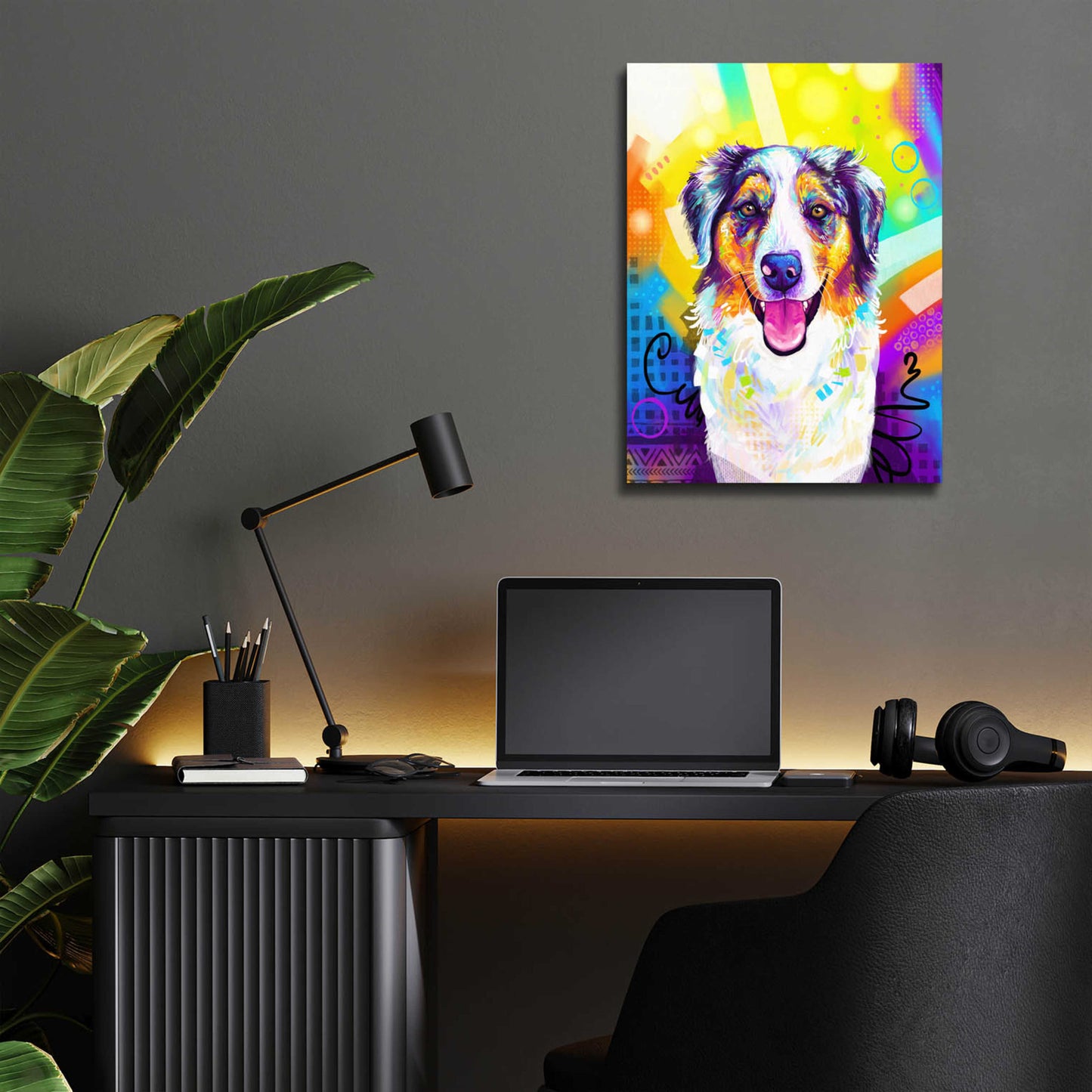 Epic Art 'Pop Art Australian Shepherd 2' by Furbaby Affiliates, Acrylic Glass Wall Art,12x16