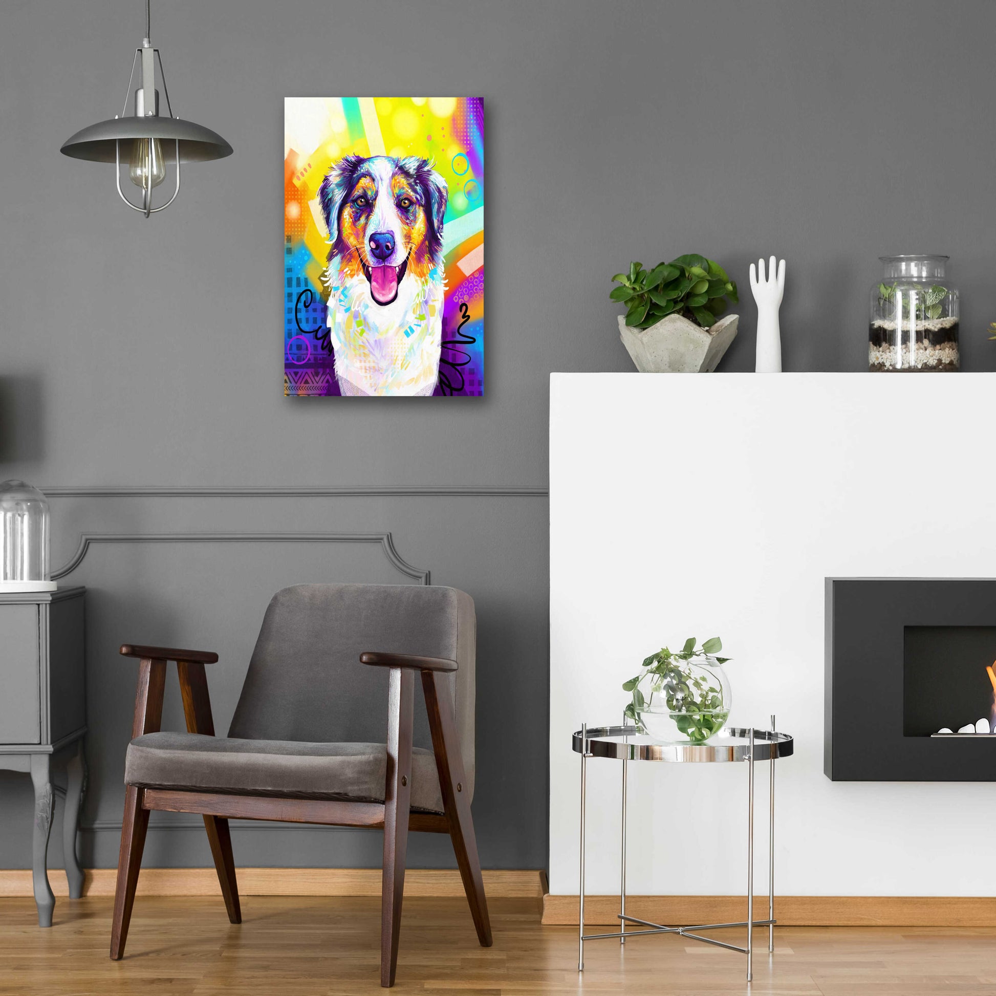 Epic Art 'Pop Art Australian Shepherd 2' by Furbaby Affiliates, Acrylic Glass Wall Art,16x24