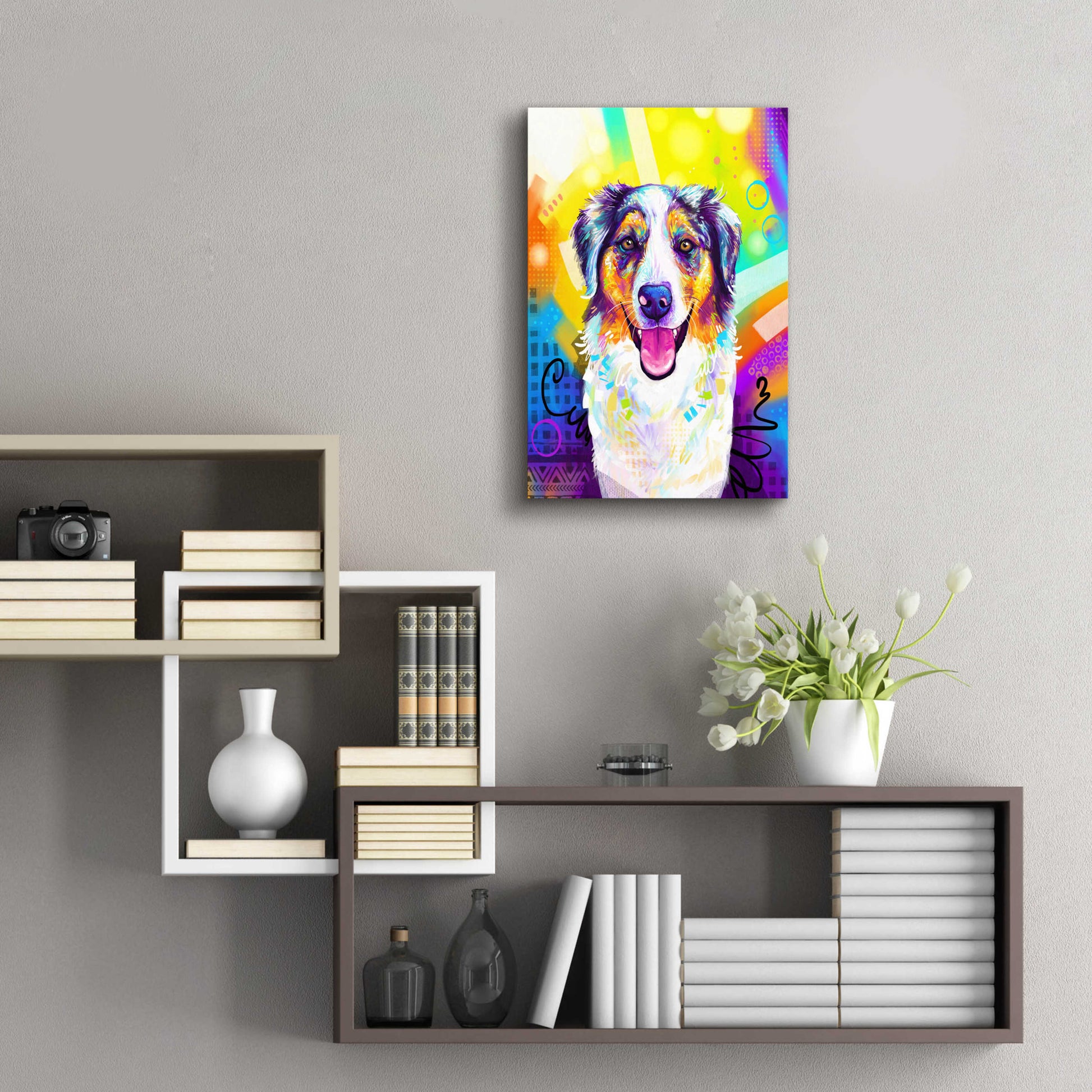 Epic Art 'Pop Art Australian Shepherd 2' by Furbaby Affiliates, Acrylic Glass Wall Art,16x24