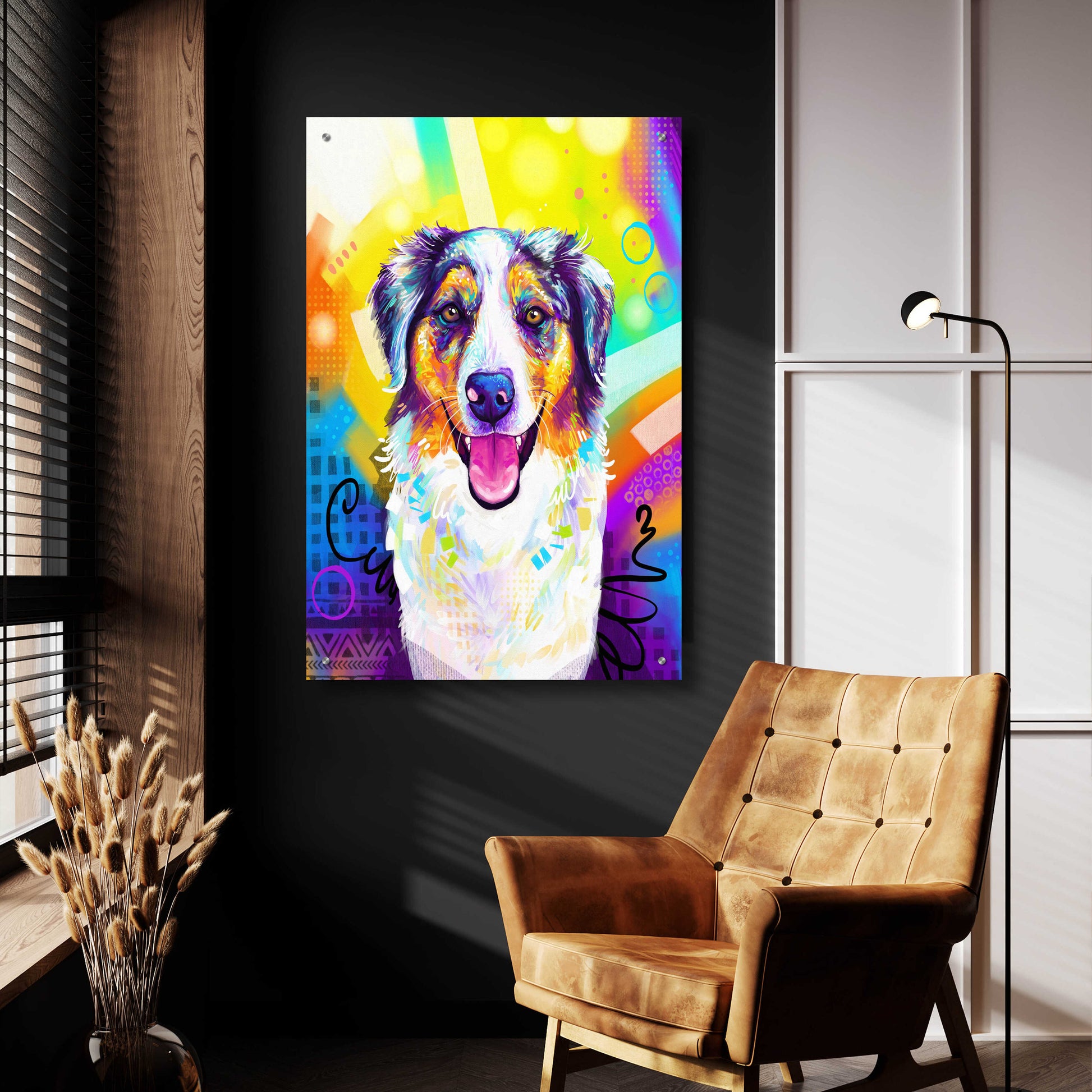 Epic Art 'Pop Art Australian Shepherd 2' by Furbaby Affiliates, Acrylic Glass Wall Art,24x36