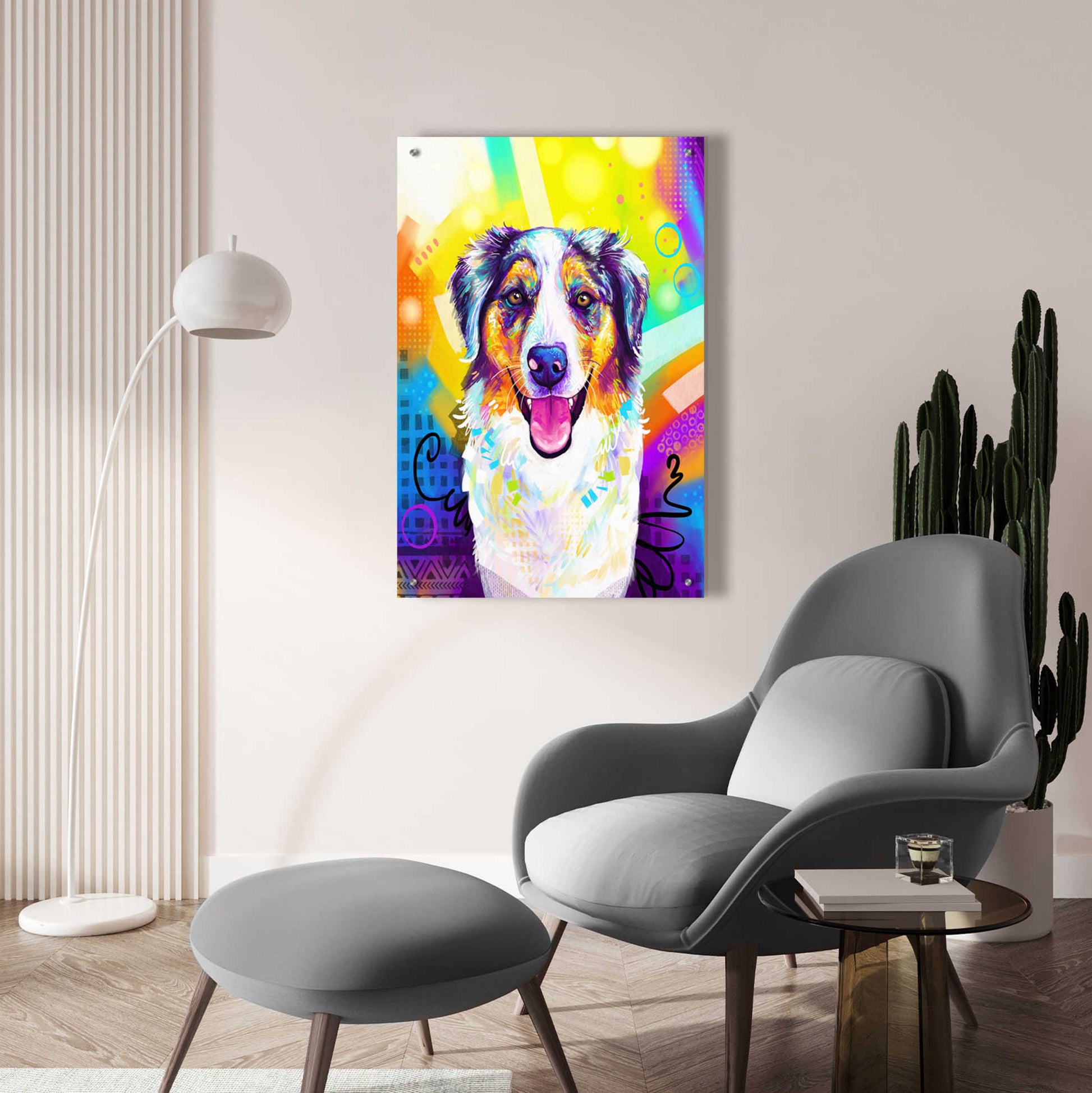 Epic Art 'Pop Art Australian Shepherd 2' by Furbaby Affiliates, Acrylic Glass Wall Art,24x36