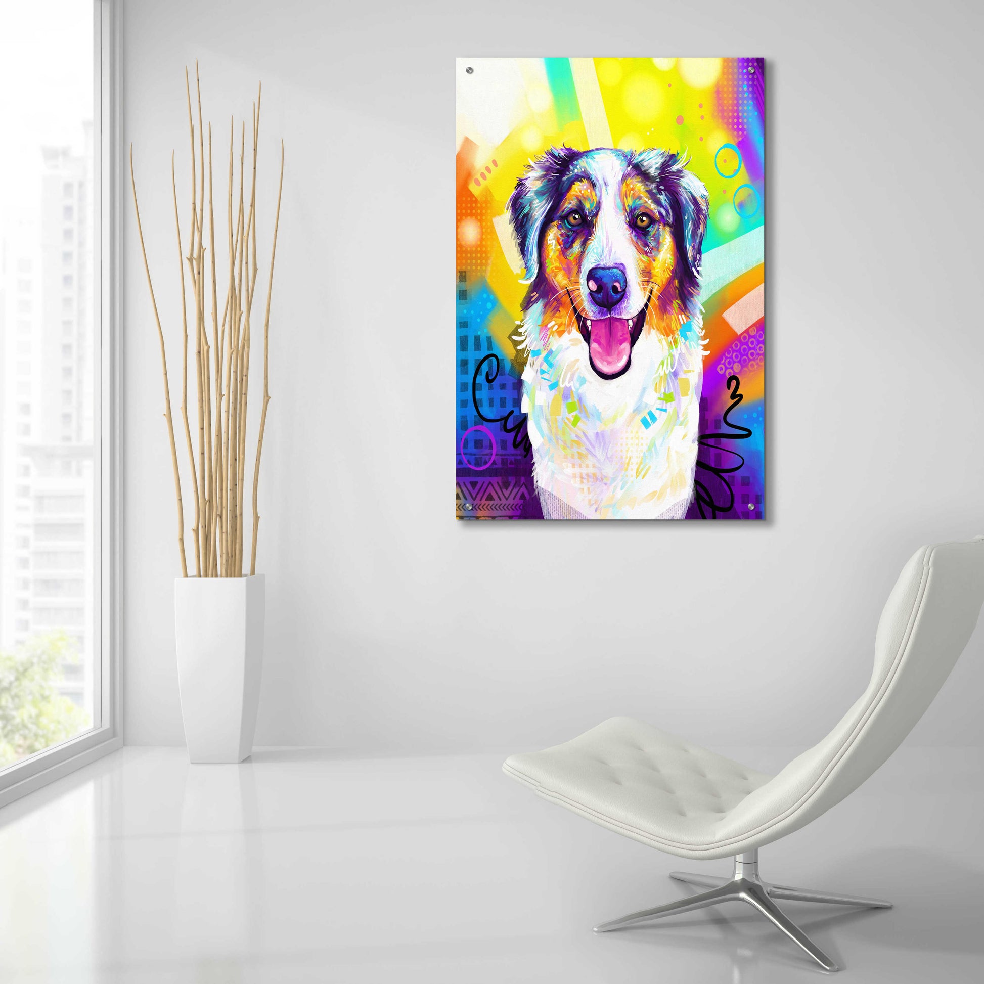 Epic Art 'Pop Art Australian Shepherd 2' by Furbaby Affiliates, Acrylic Glass Wall Art,24x36