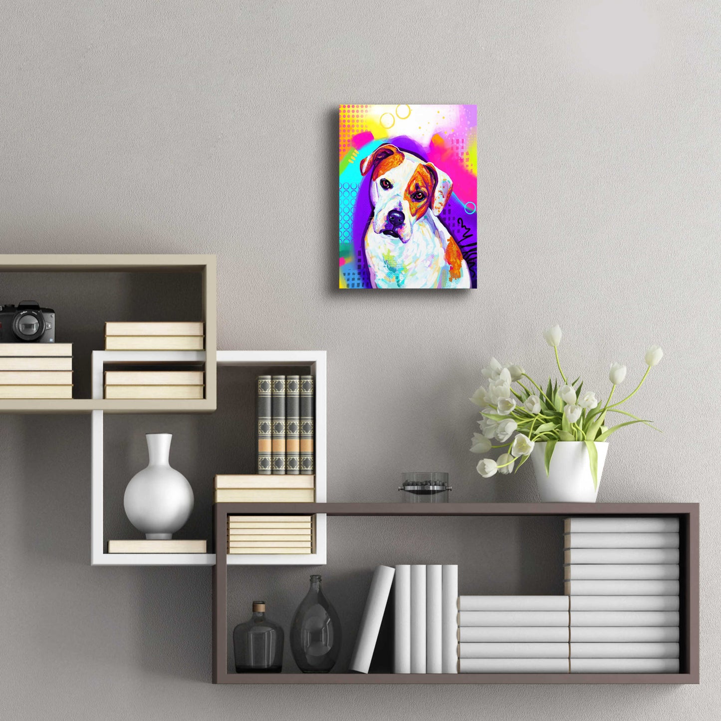 Epic Art 'Pop Art American Bulldog' by Furbaby Affiliates, Acrylic Glass Wall Art,12x16