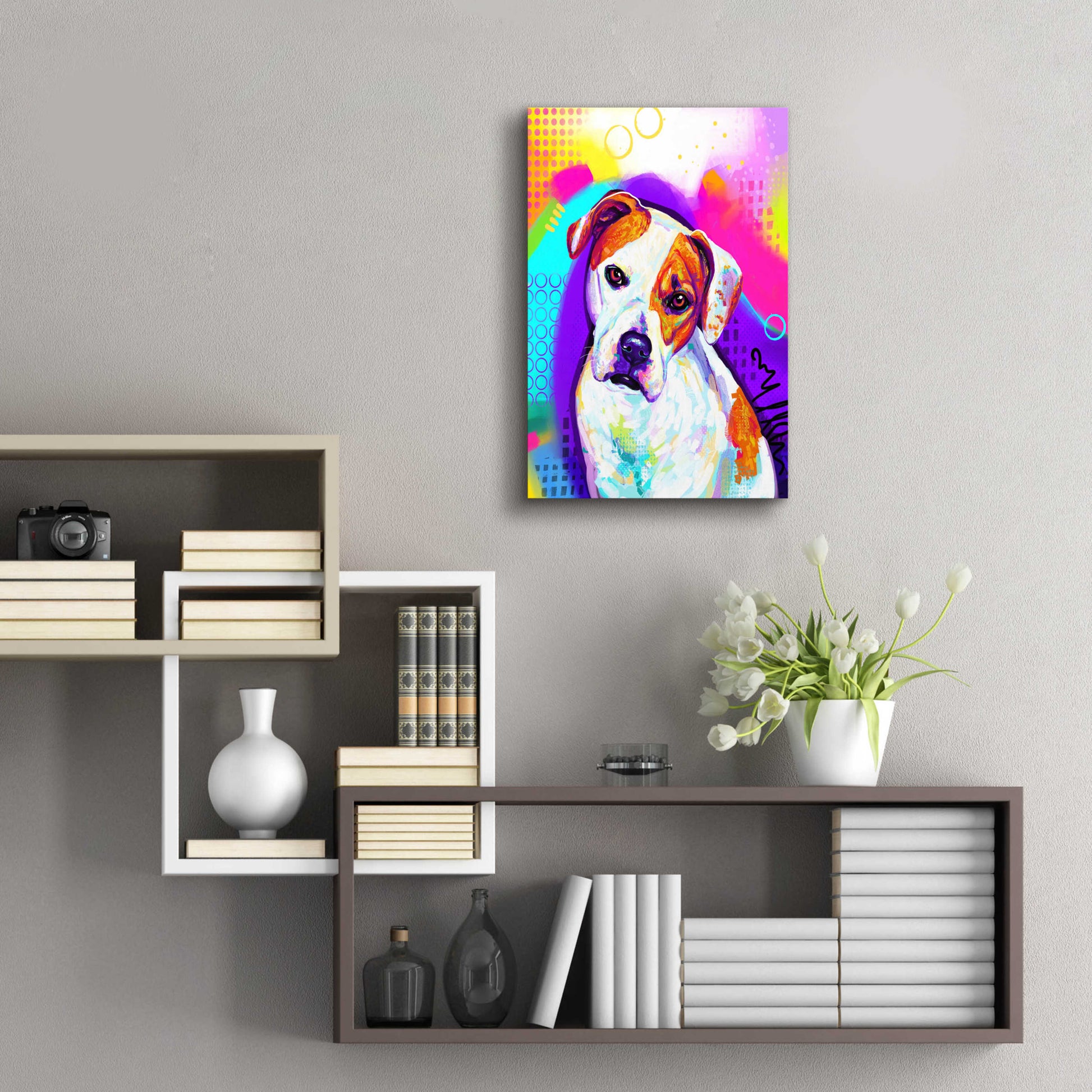 Epic Art 'Pop Art American Bulldog' by Furbaby Affiliates, Acrylic Glass Wall Art,16x24