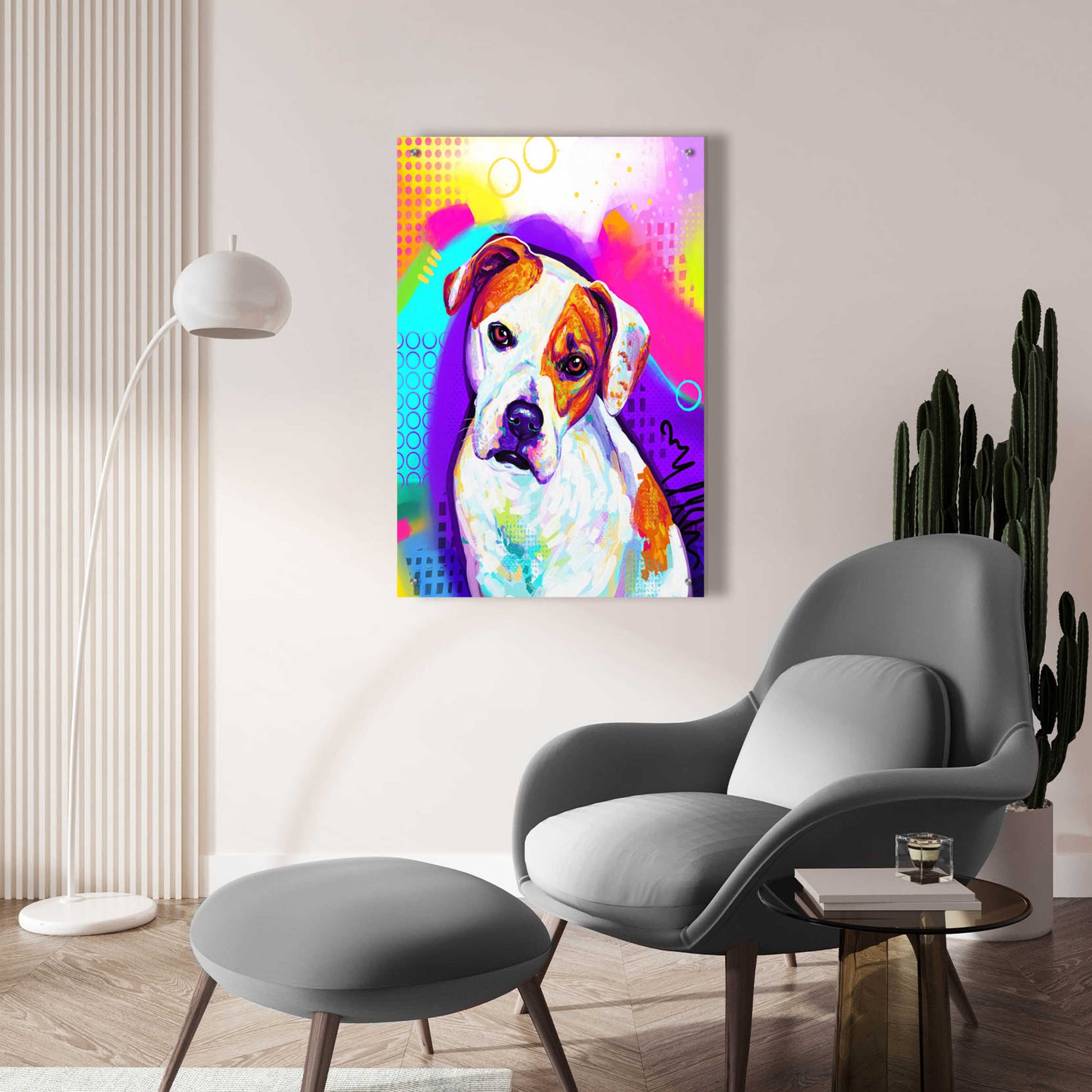 Epic Art 'Pop Art American Bulldog' by Furbaby Affiliates, Acrylic Glass Wall Art,24x36