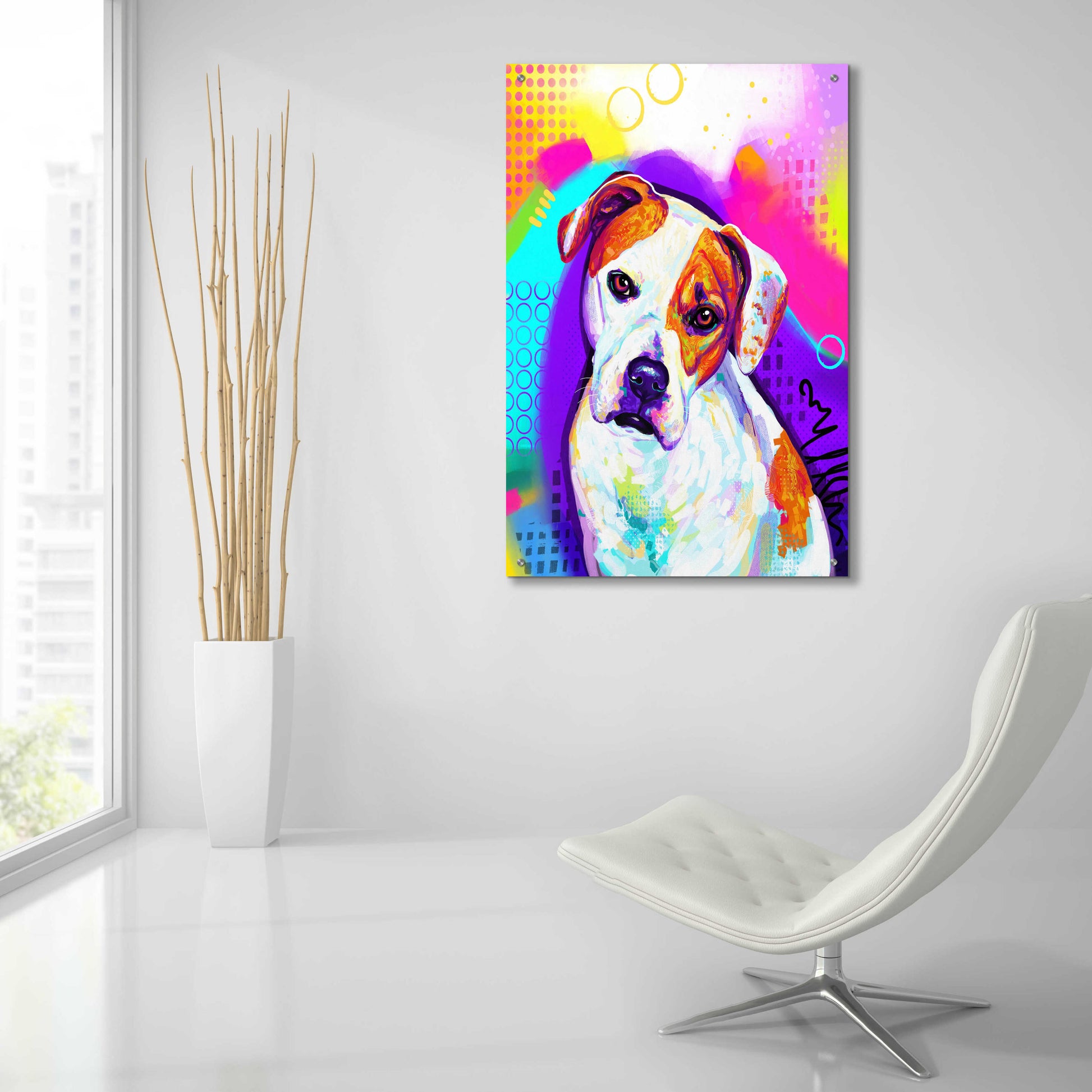 Epic Art 'Pop Art American Bulldog' by Furbaby Affiliates, Acrylic Glass Wall Art,24x36