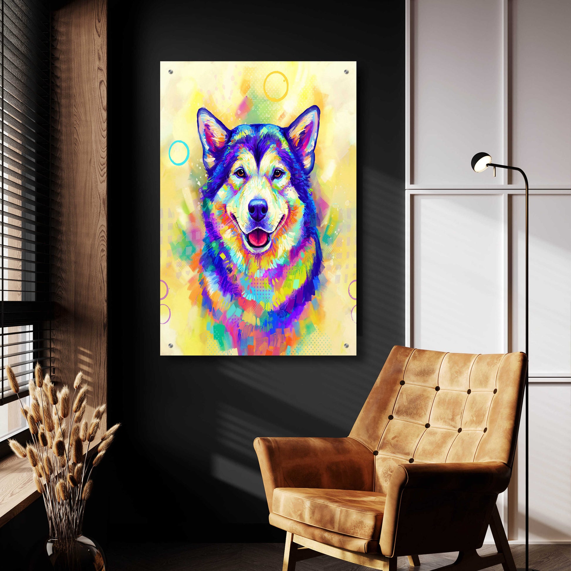 Epic Art 'Pop Art Alaskan Malamute' by Furbaby Affiliates, Acrylic Glass Wall Art,24x36