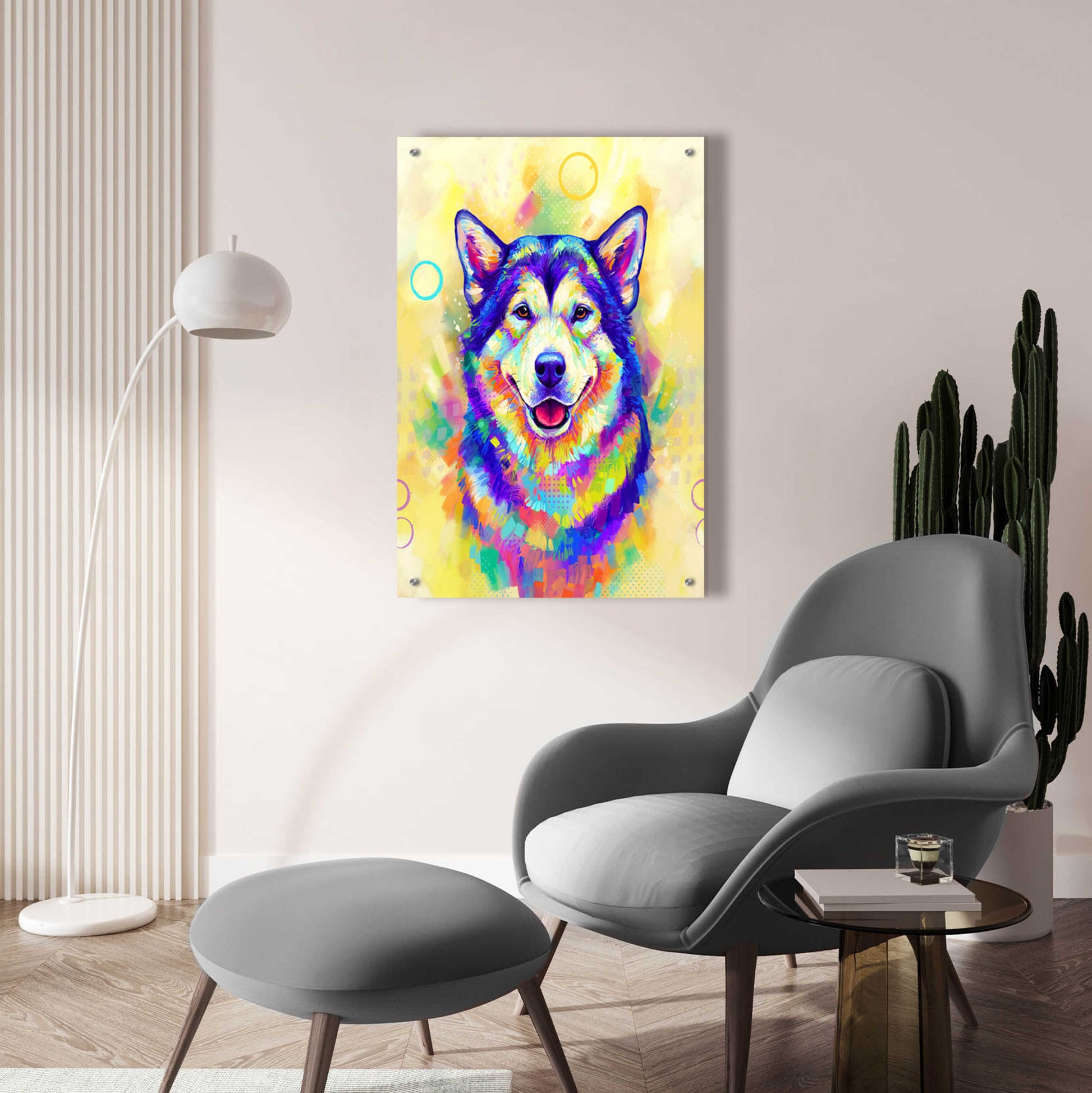 Epic Art 'Pop Art Alaskan Malamute' by Furbaby Affiliates, Acrylic Glass Wall Art,24x36