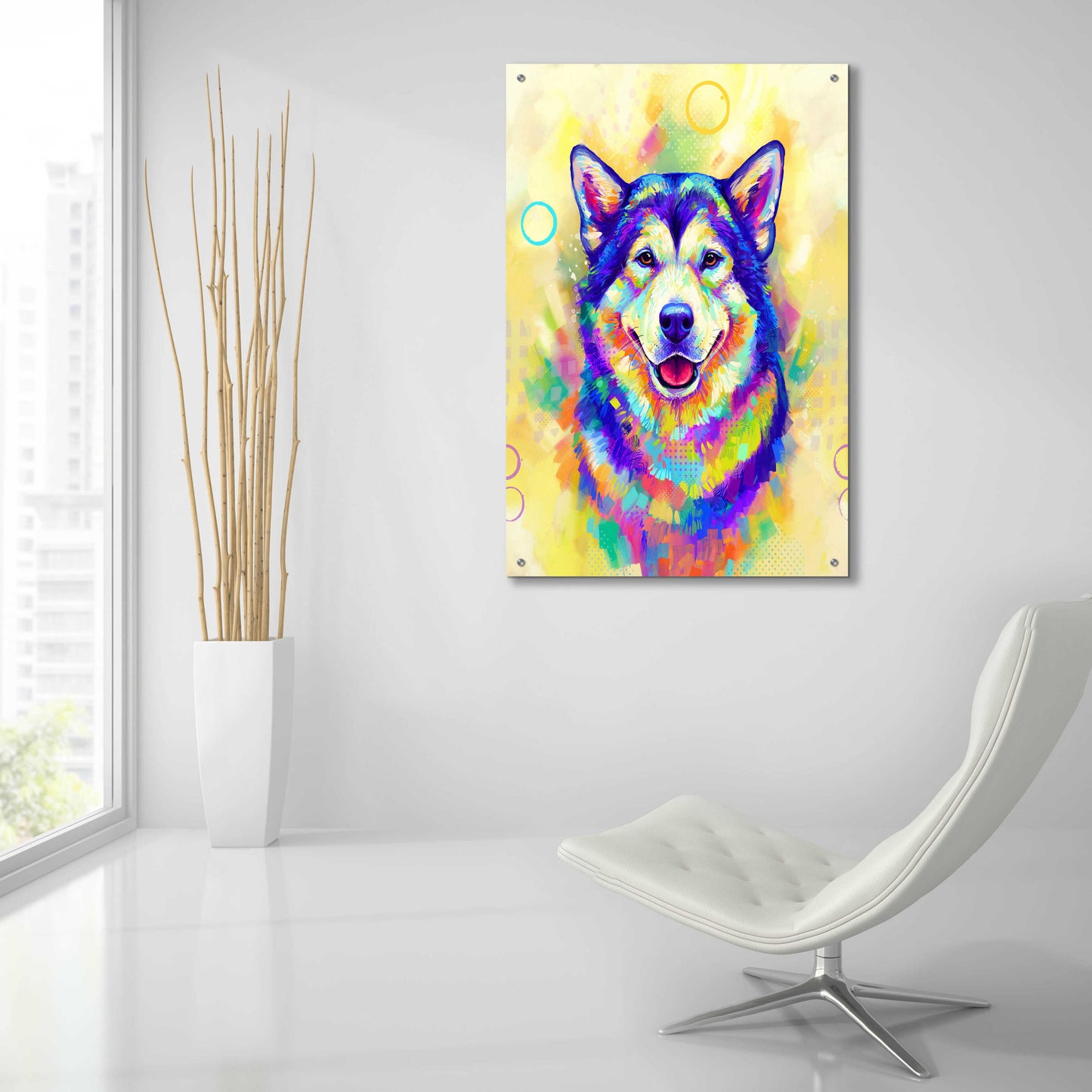 Epic Art 'Pop Art Alaskan Malamute' by Furbaby Affiliates, Acrylic Glass Wall Art,24x36