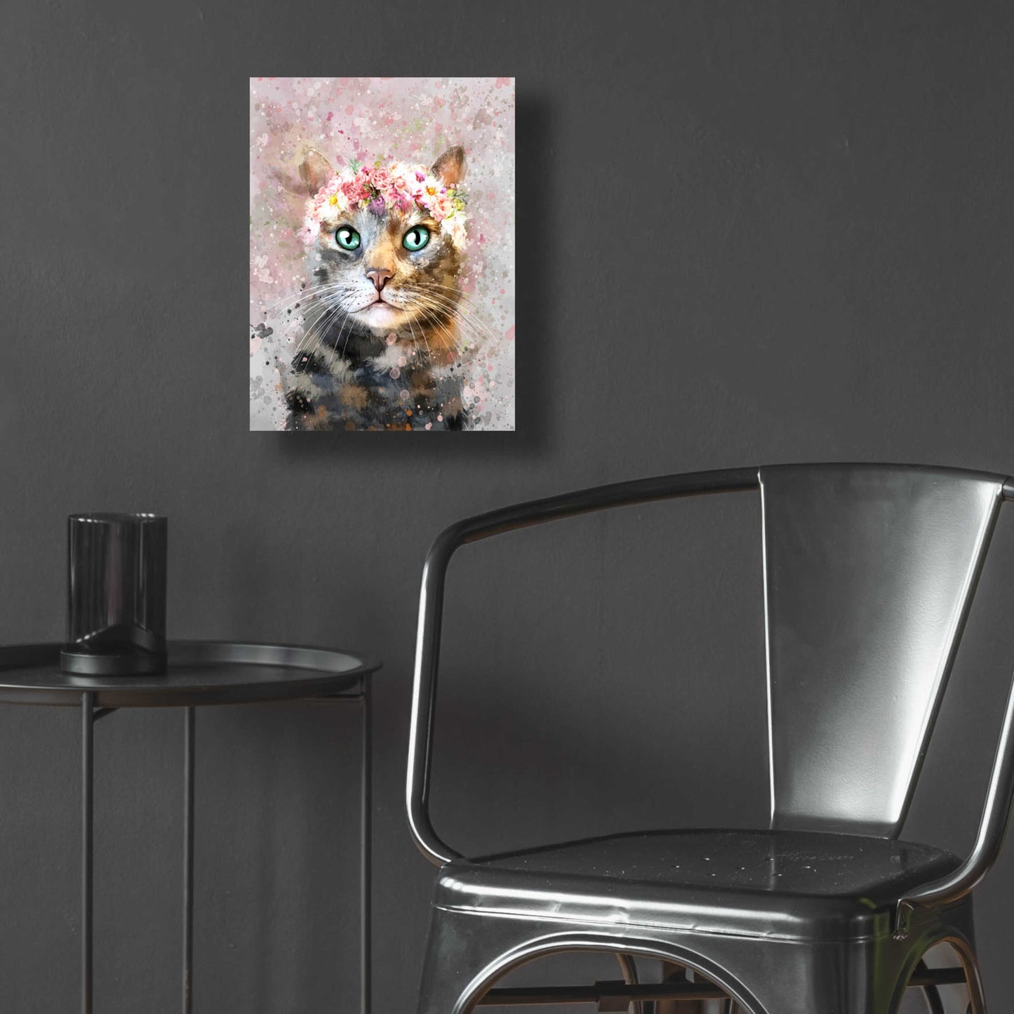 Epic Art 'Flower Crown Tabby Cat 3' by Furbaby Affiliates, Acrylic Glass Wall Art,12x16