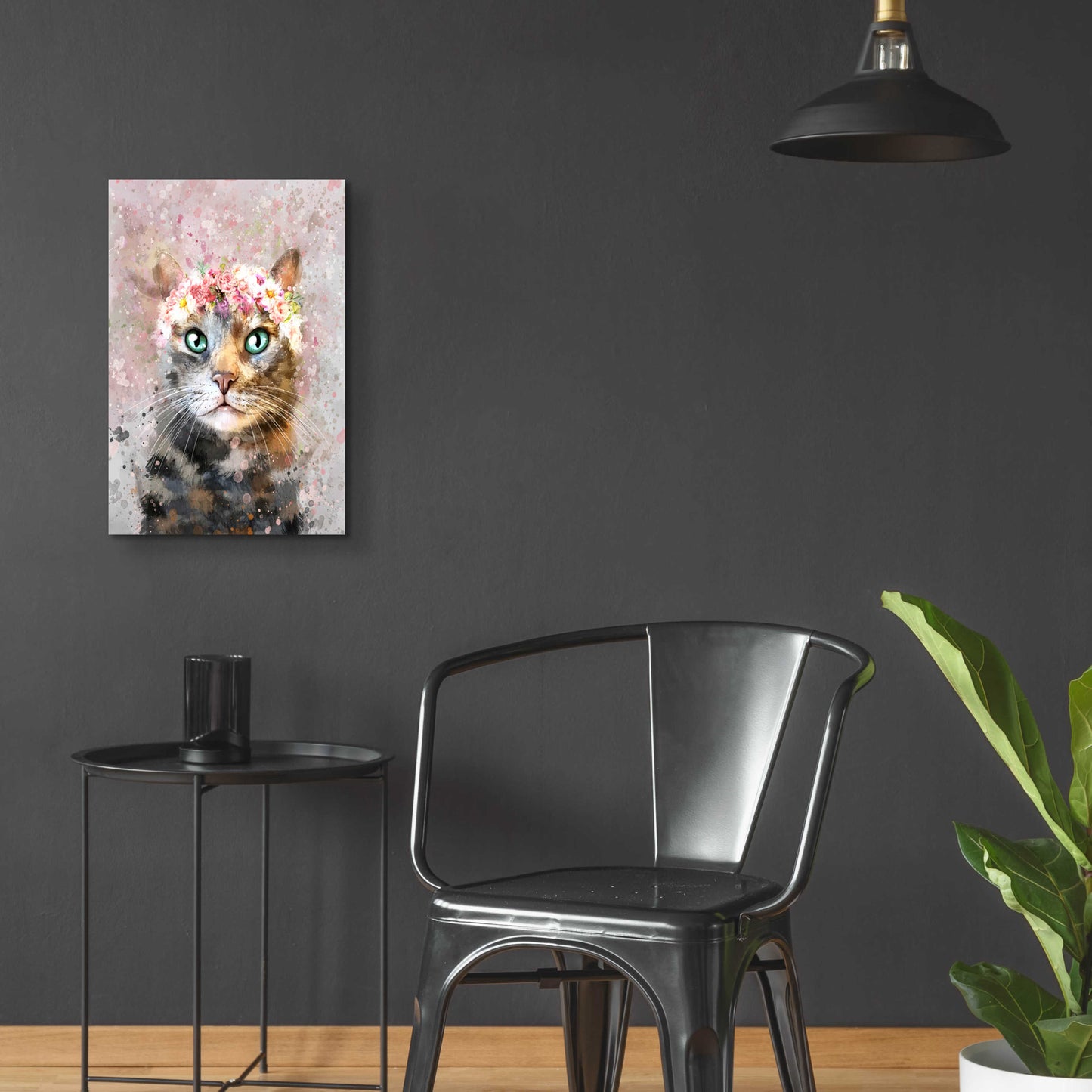 Epic Art 'Flower Crown Tabby Cat 3' by Furbaby Affiliates, Acrylic Glass Wall Art,16x24