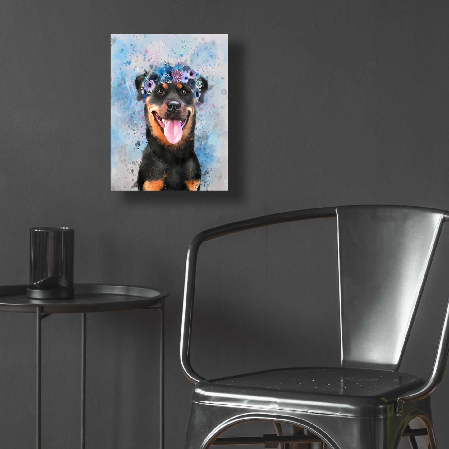 Epic Art 'Flower Crown Rottweiler' by Furbaby Affiliates, Acrylic Glass Wall Art,12x16