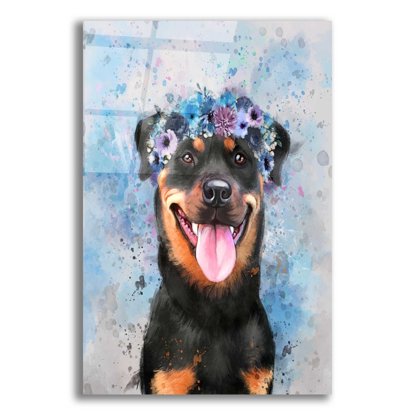 Epic Art 'Flower Crown Rottweiler' by Furbaby Affiliates, Acrylic Glass Wall Art,12x16