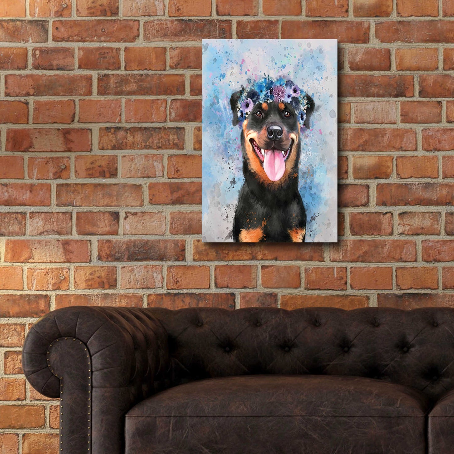 Epic Art 'Flower Crown Rottweiler' by Furbaby Affiliates, Acrylic Glass Wall Art,16x24