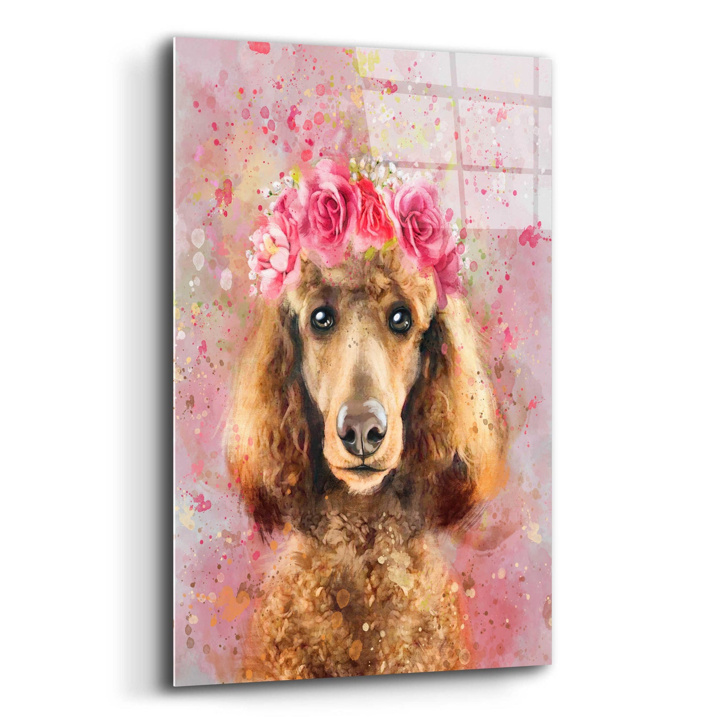 Epic Art 'Flower Crown Poodle' by Furbaby Affiliates, Acrylic Glass Wall Art,12x16