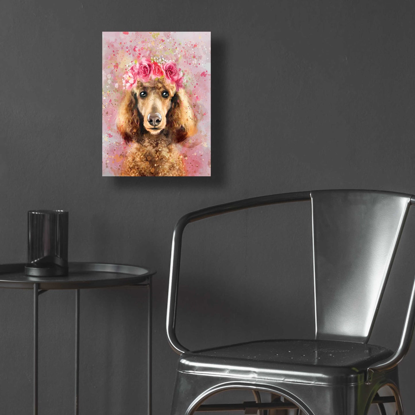 Epic Art 'Flower Crown Poodle' by Furbaby Affiliates, Acrylic Glass Wall Art,12x16